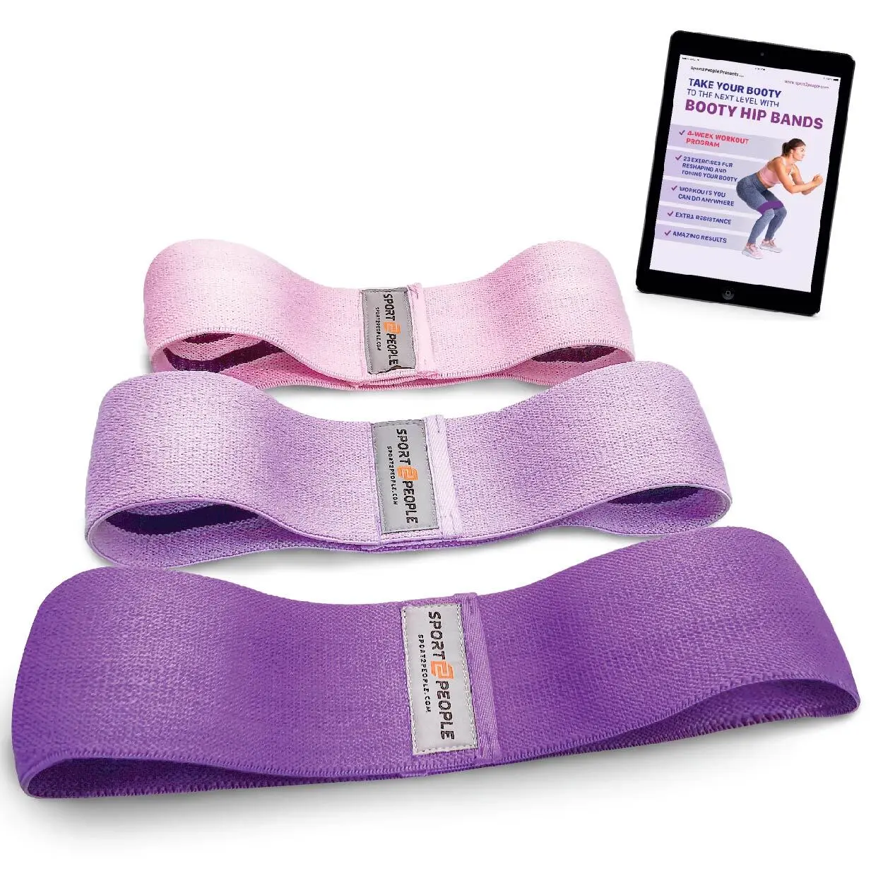 Sport2people Unisex Violet Resistance Band Set Booty Hip