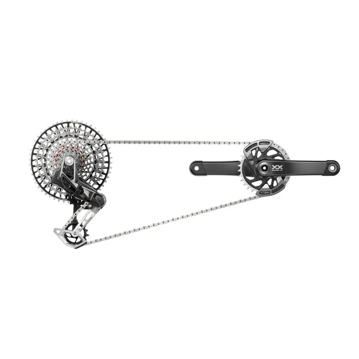 Image of Komplette Fahrradgruppe t-type axs clip-on Sram XX Cl55 Dub Wide 2-guards Q194 32D 165 10/52