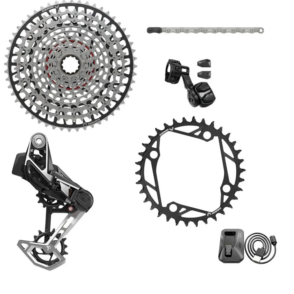 Image of Komplette Fahrradgruppe axs t-type clip-on Sram XX 104BCD 36DTS 165 10/52