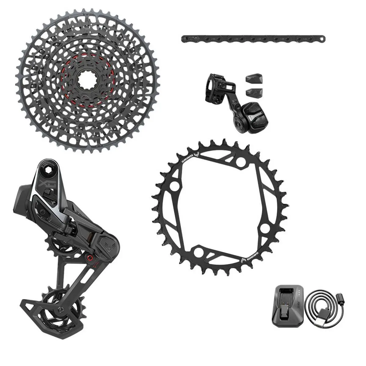 Image of Komplette Fahrradgruppe axs t-type clip-on ohne Kurbeln Sram X0 104BCD 36D 10/52