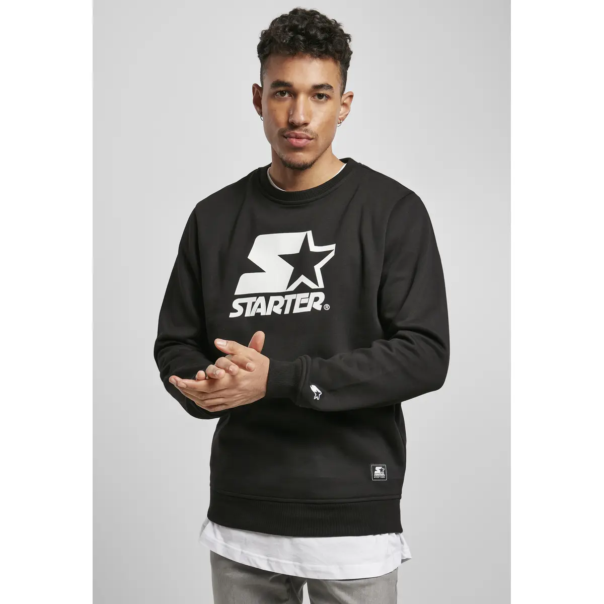 Urban Classics Unisex Noir Sweatshirt Starter Logo Col Rond