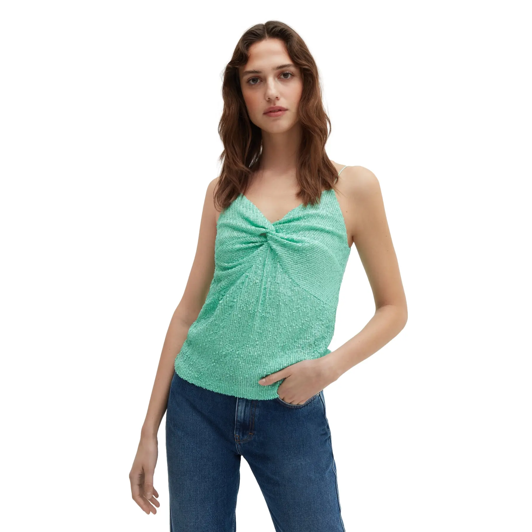 Canotta con paillettes donna