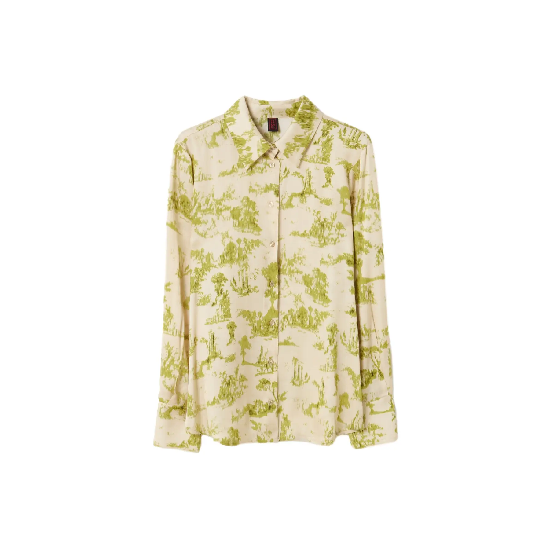 Chemisier maniche lunghe stampato in satin donna