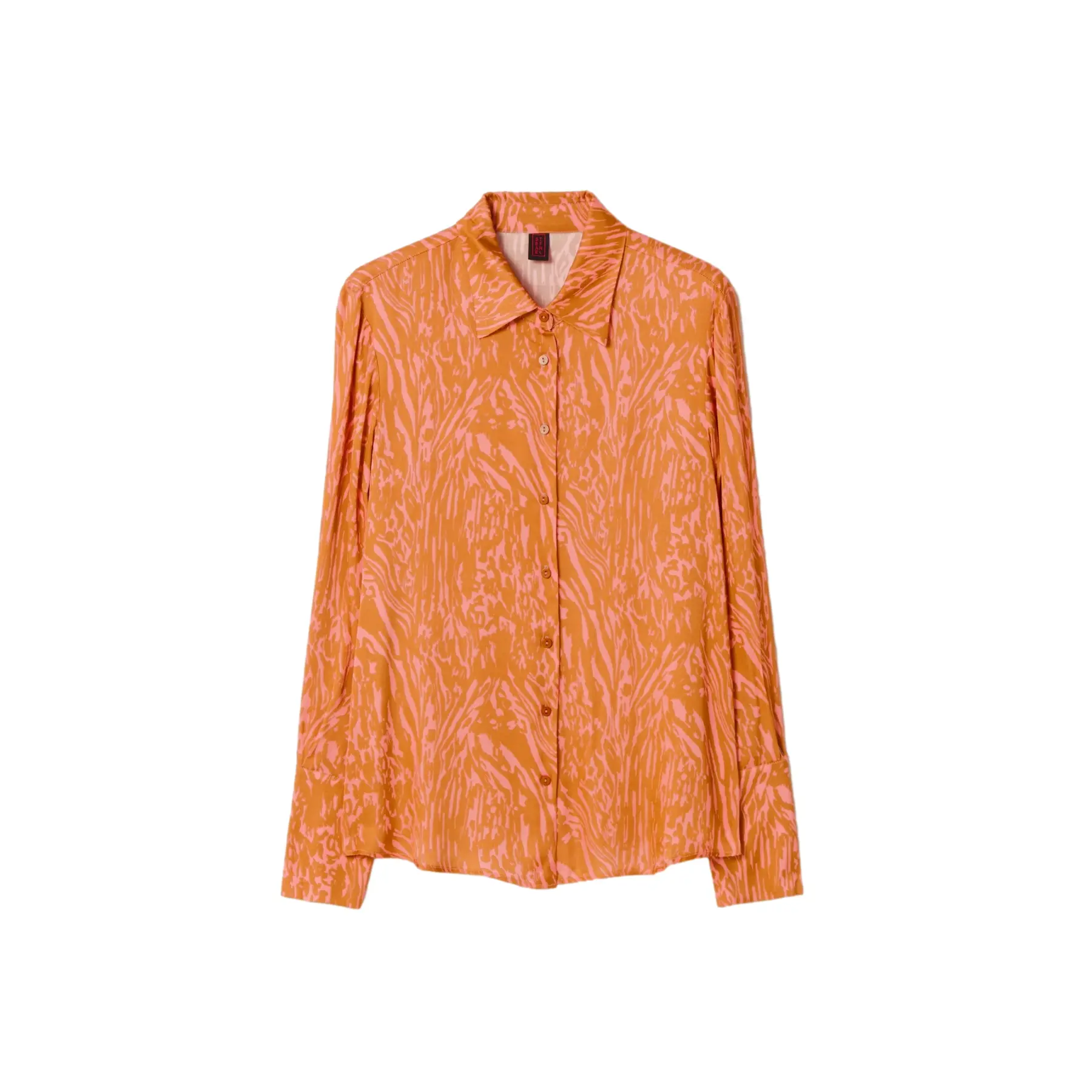 Chemisier maniche lunghe stampato in satin donna