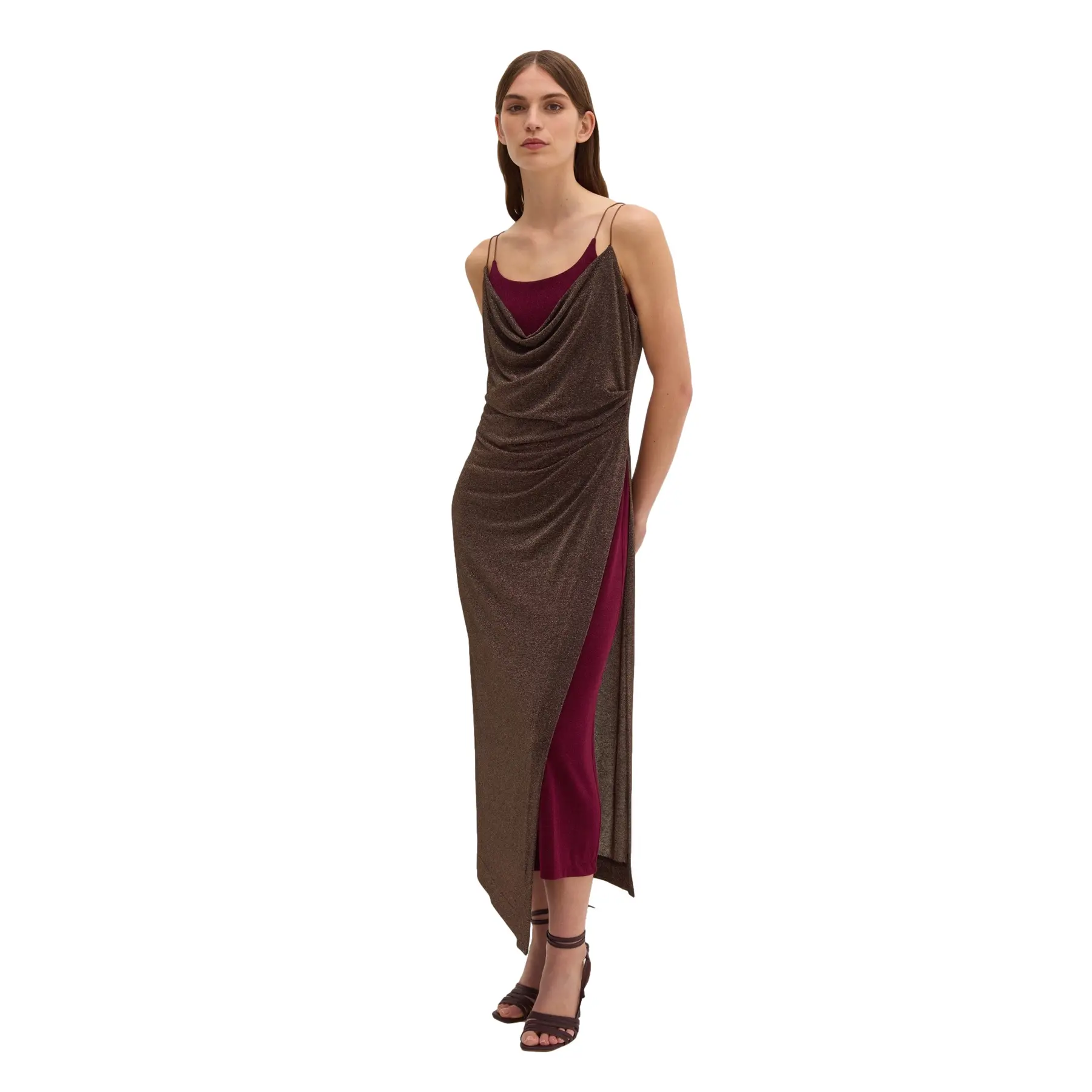 Robe nuisette con fessura maxi donna  Lurex