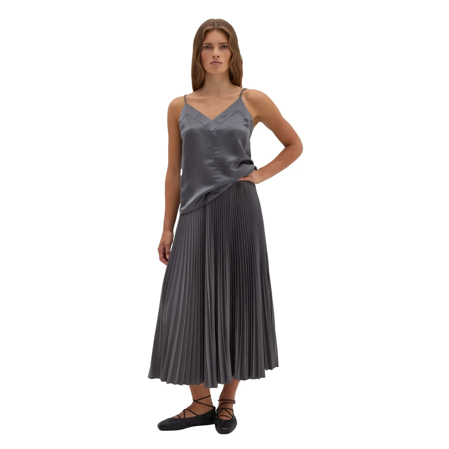 Stefanel Women's Gris Viscose And Silk Top