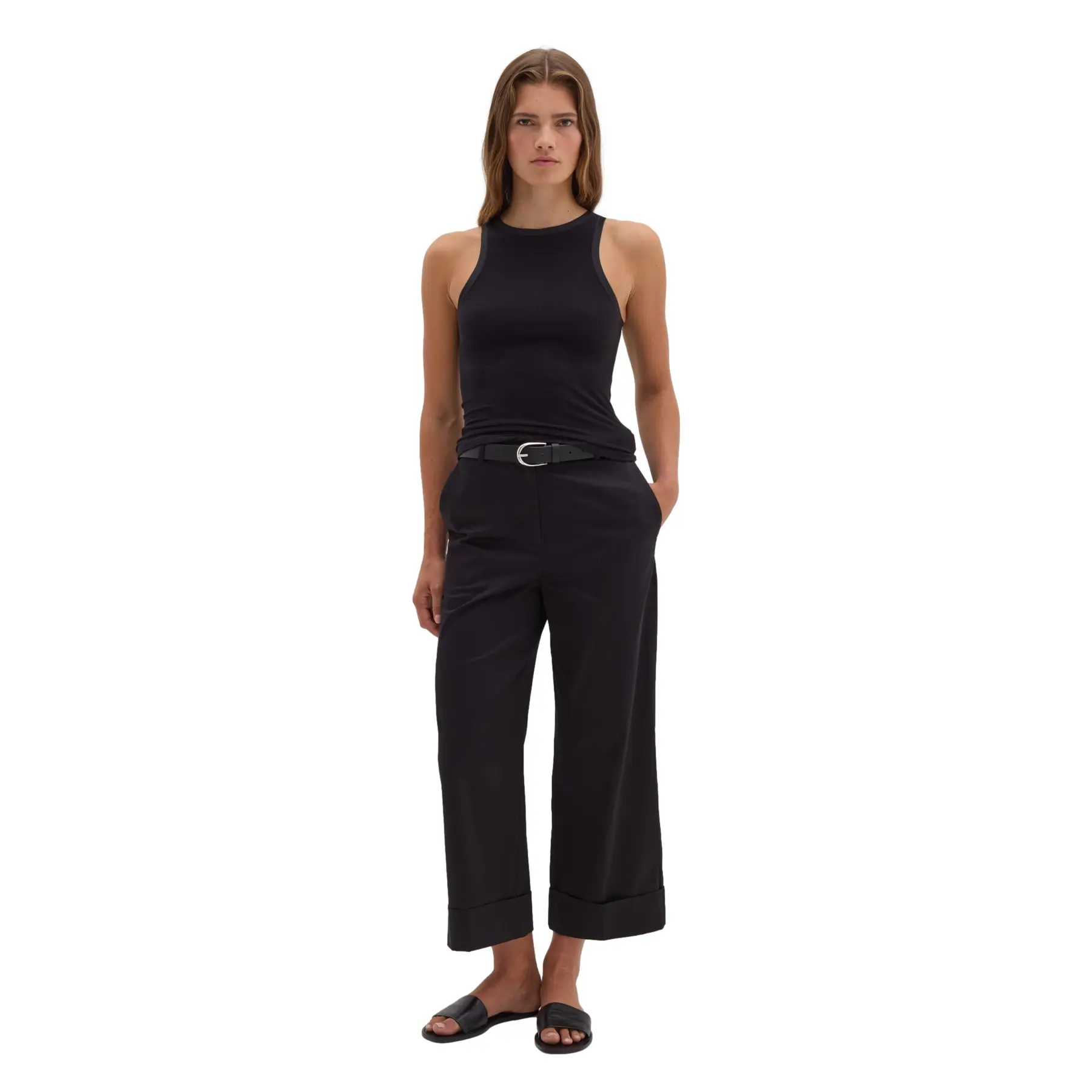 Stefanel Noir Wide Cuffed Trousers Woman