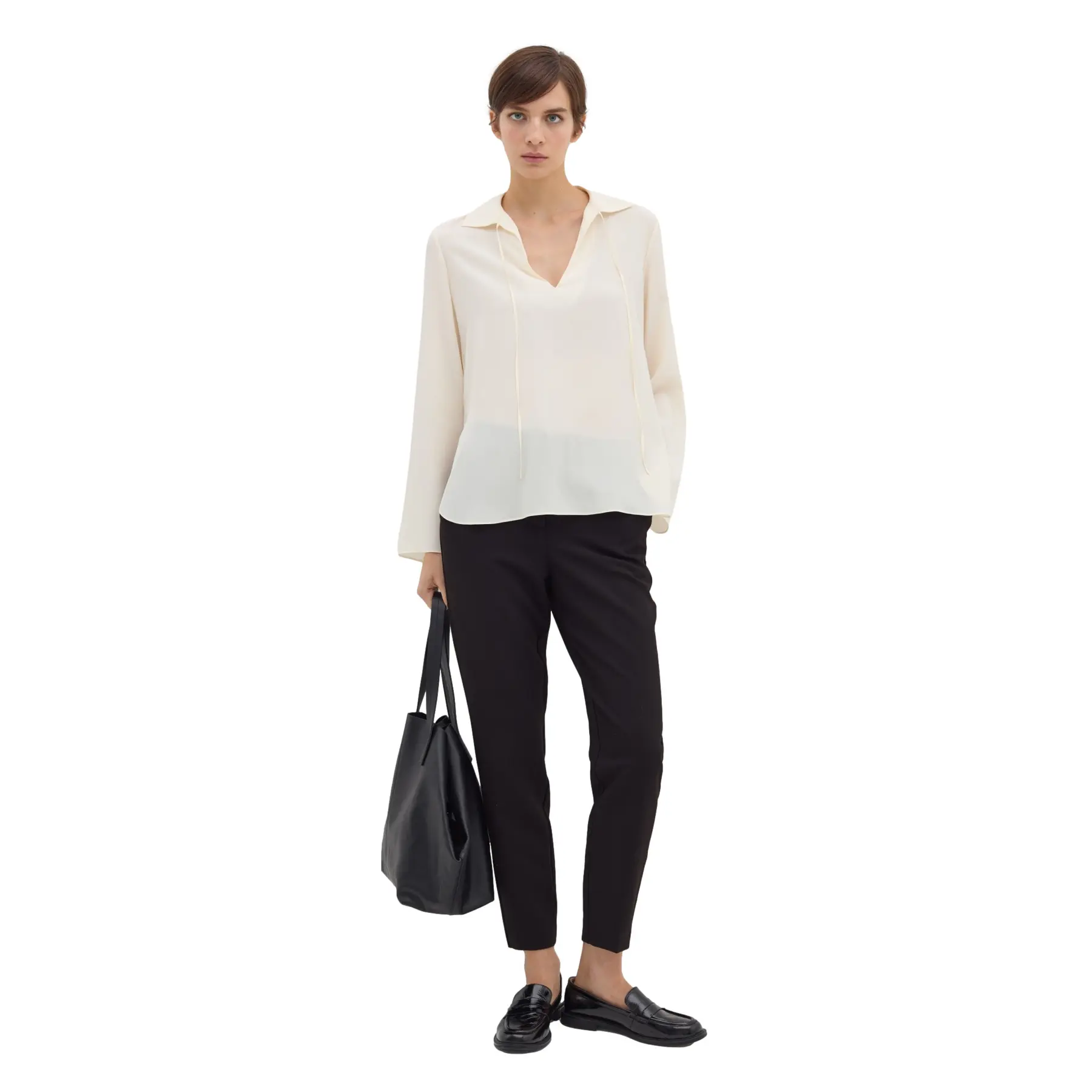 Pantaloni a sigaretta in doppio crêpe donna