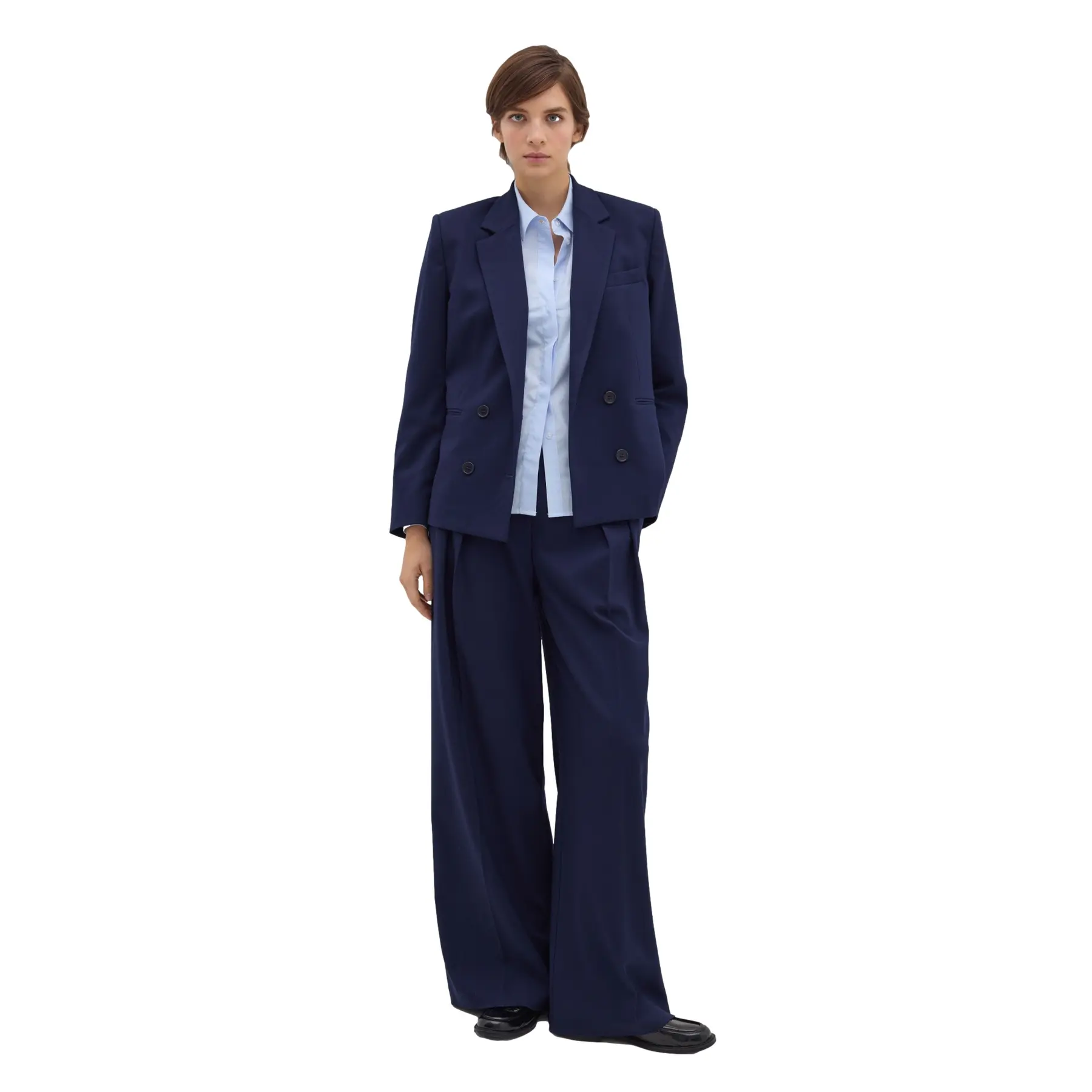 Stefanel Women's Bleu Double-Breasted Blazer