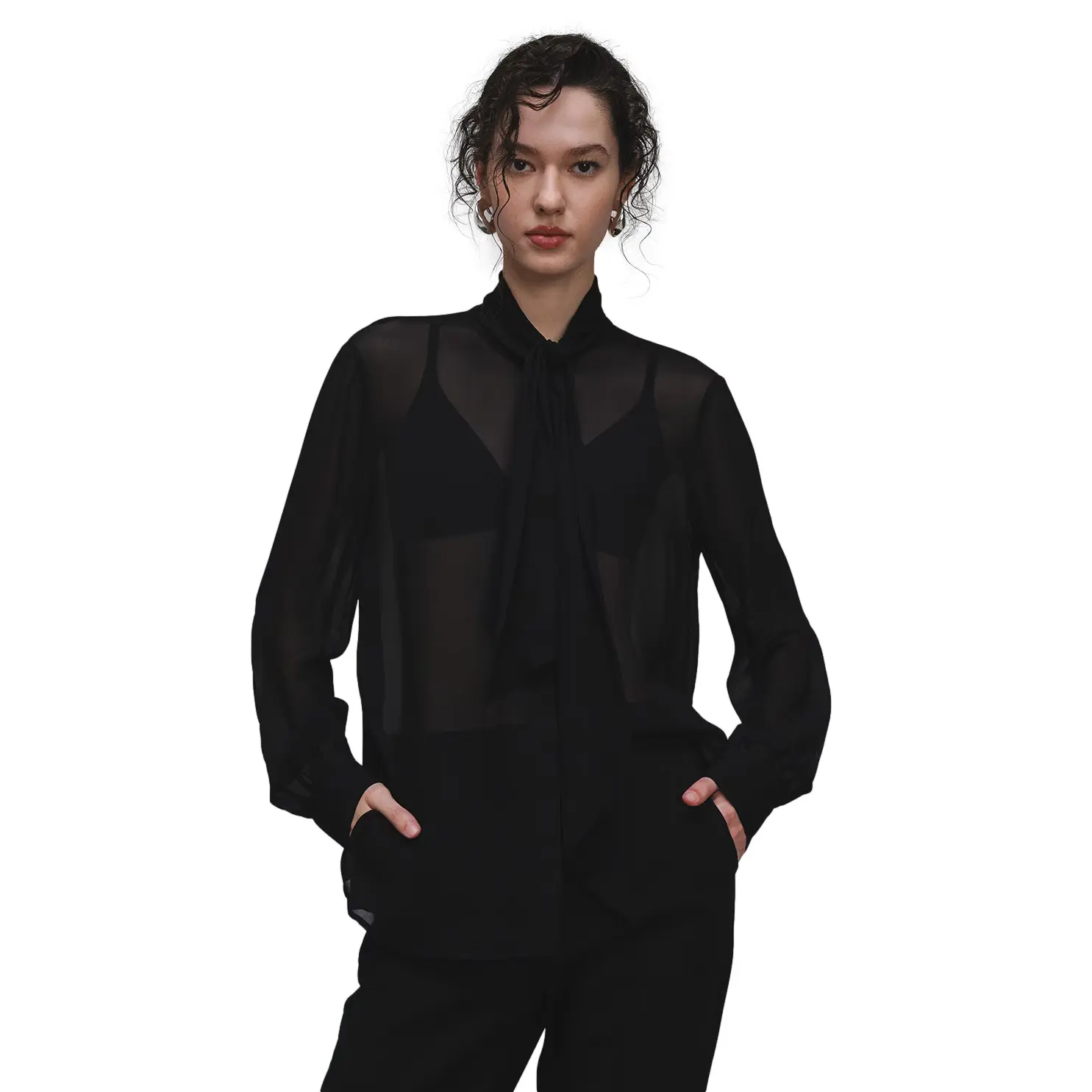 Blouse met sjaal dames Stefanel Georgette