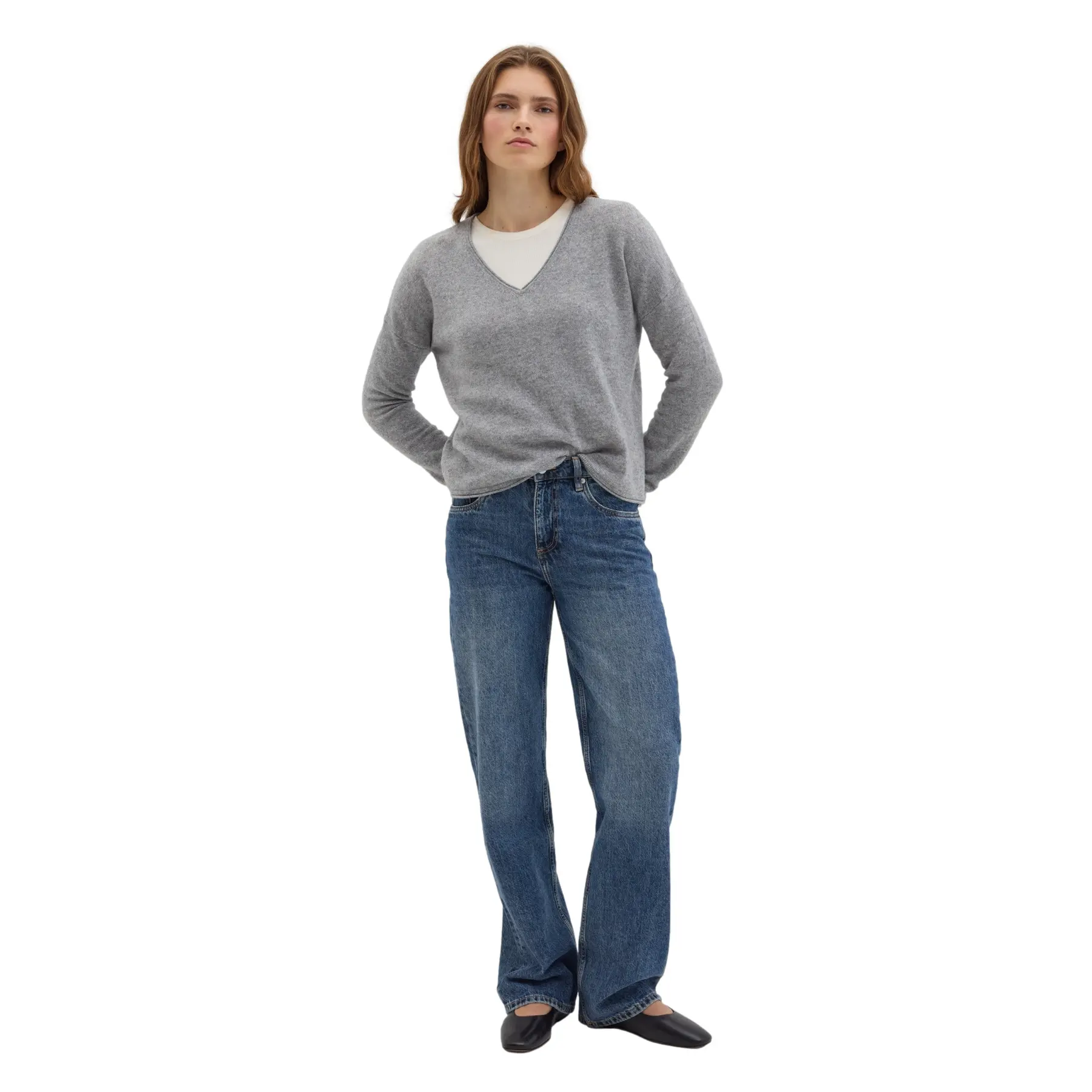 Stefanel Women's Gris Cashmere Blend Lurex Sweater