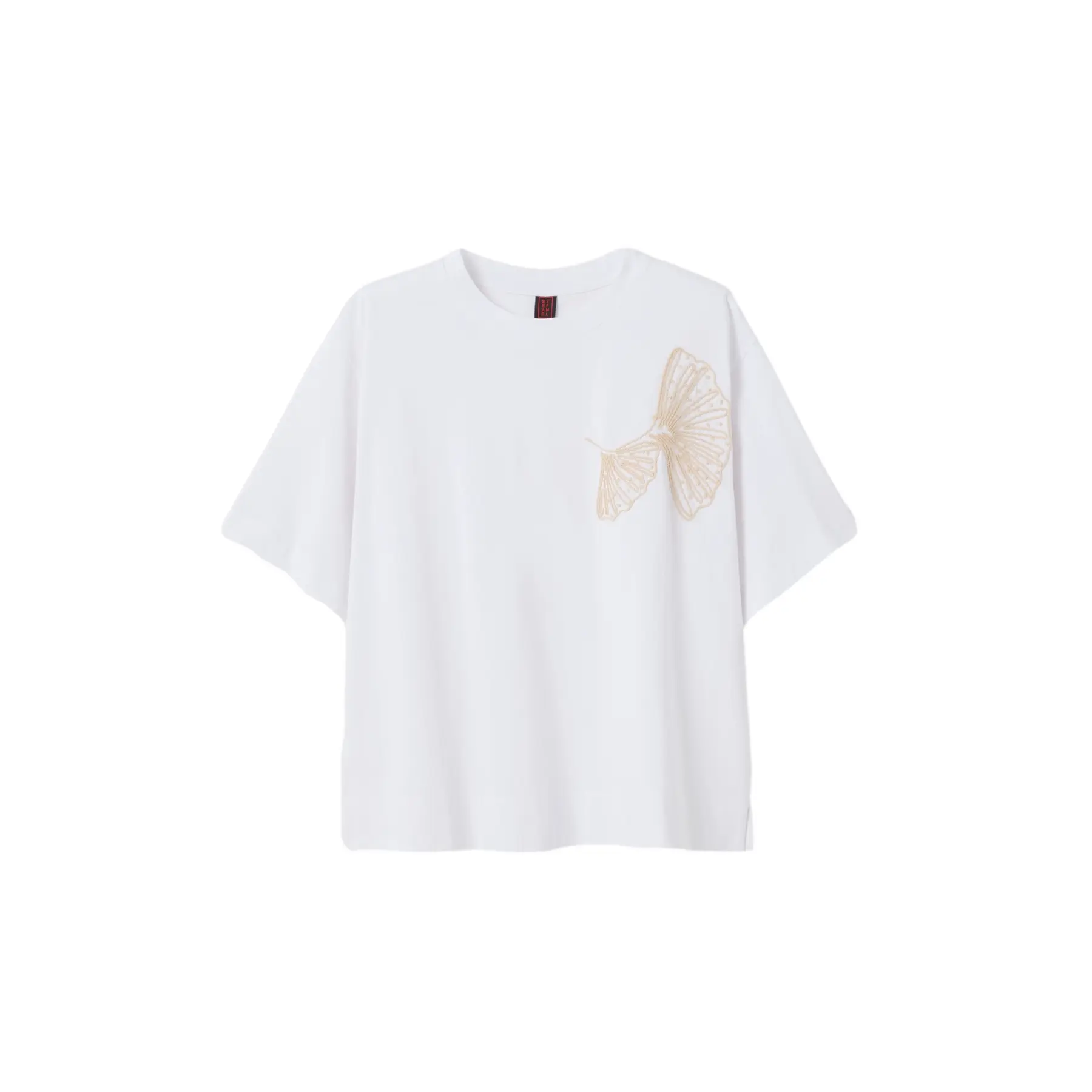 Maglietta in cotone ricamata donna