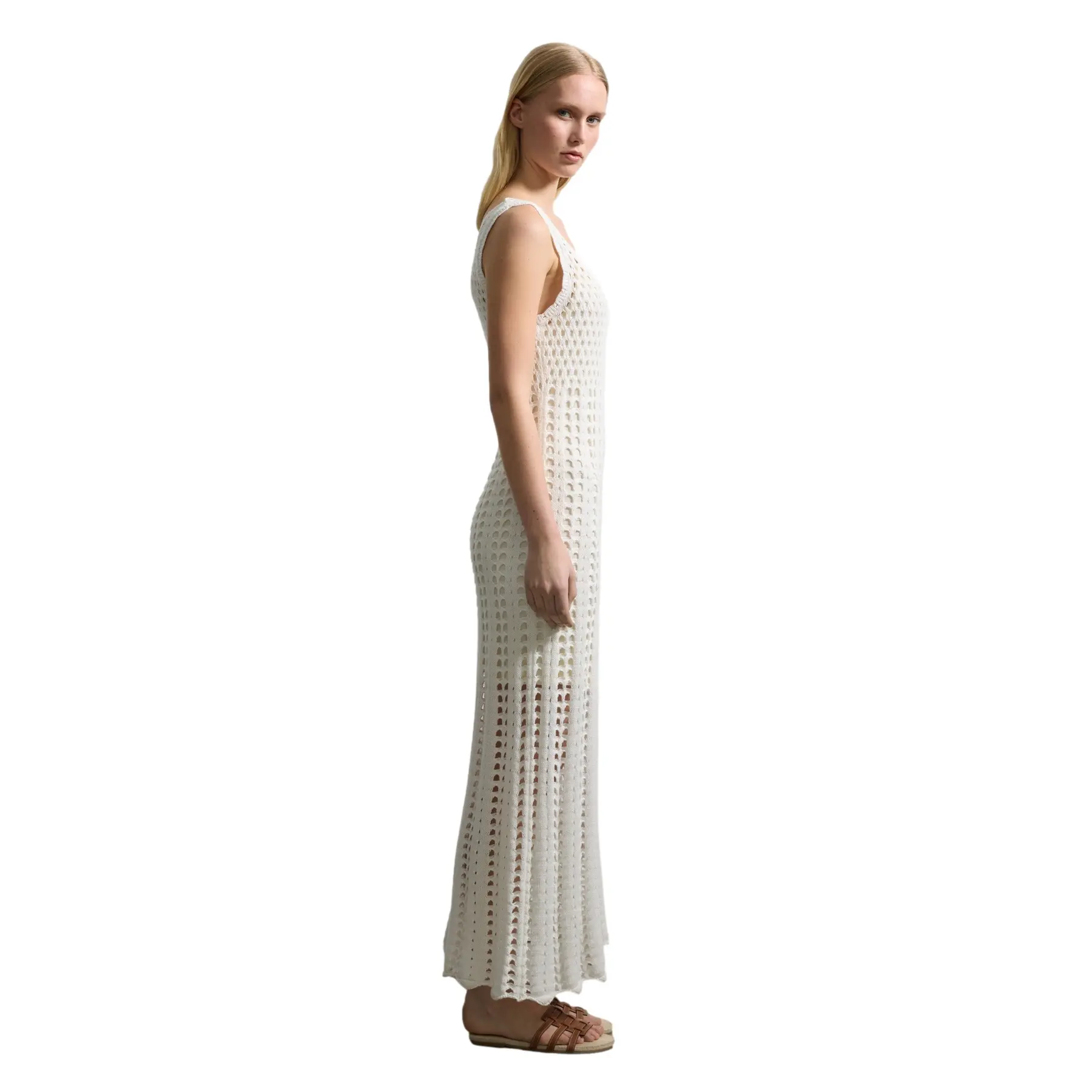 Robe lunga senza maniche in crochet donna
