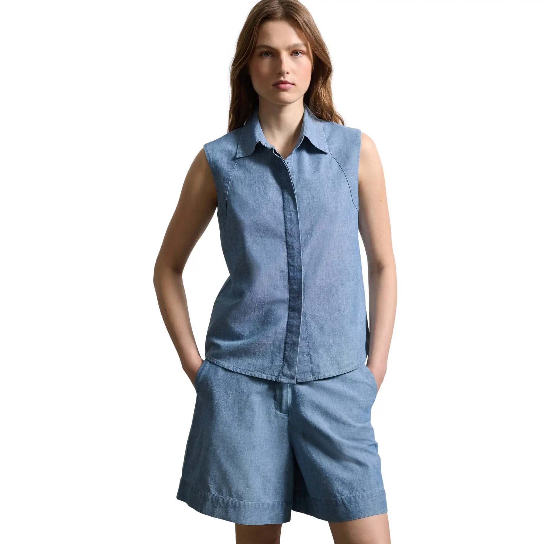 Camicia in jeans senza maniche donna