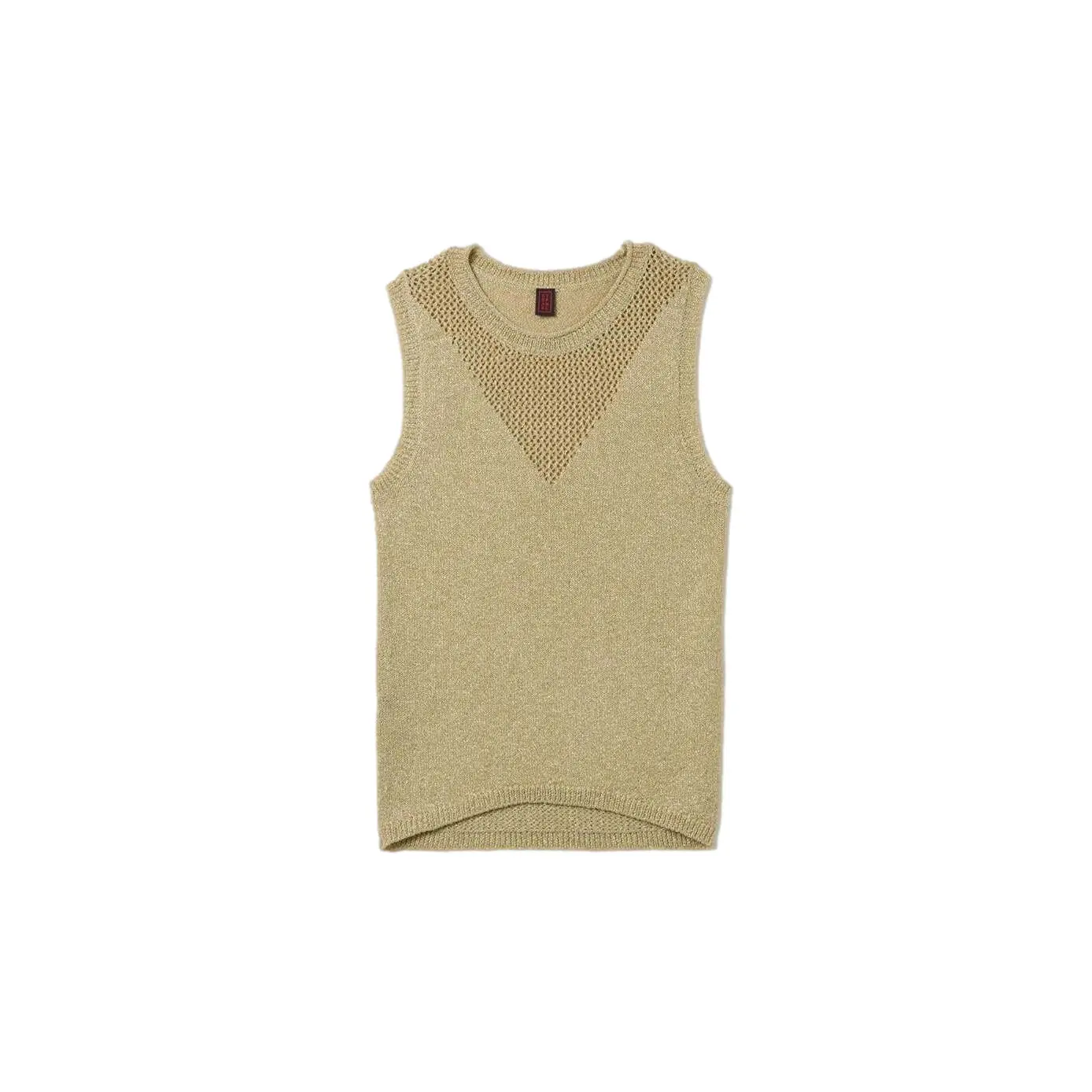 Stefanel Women's Beige Lurex Mesh Tank Top For