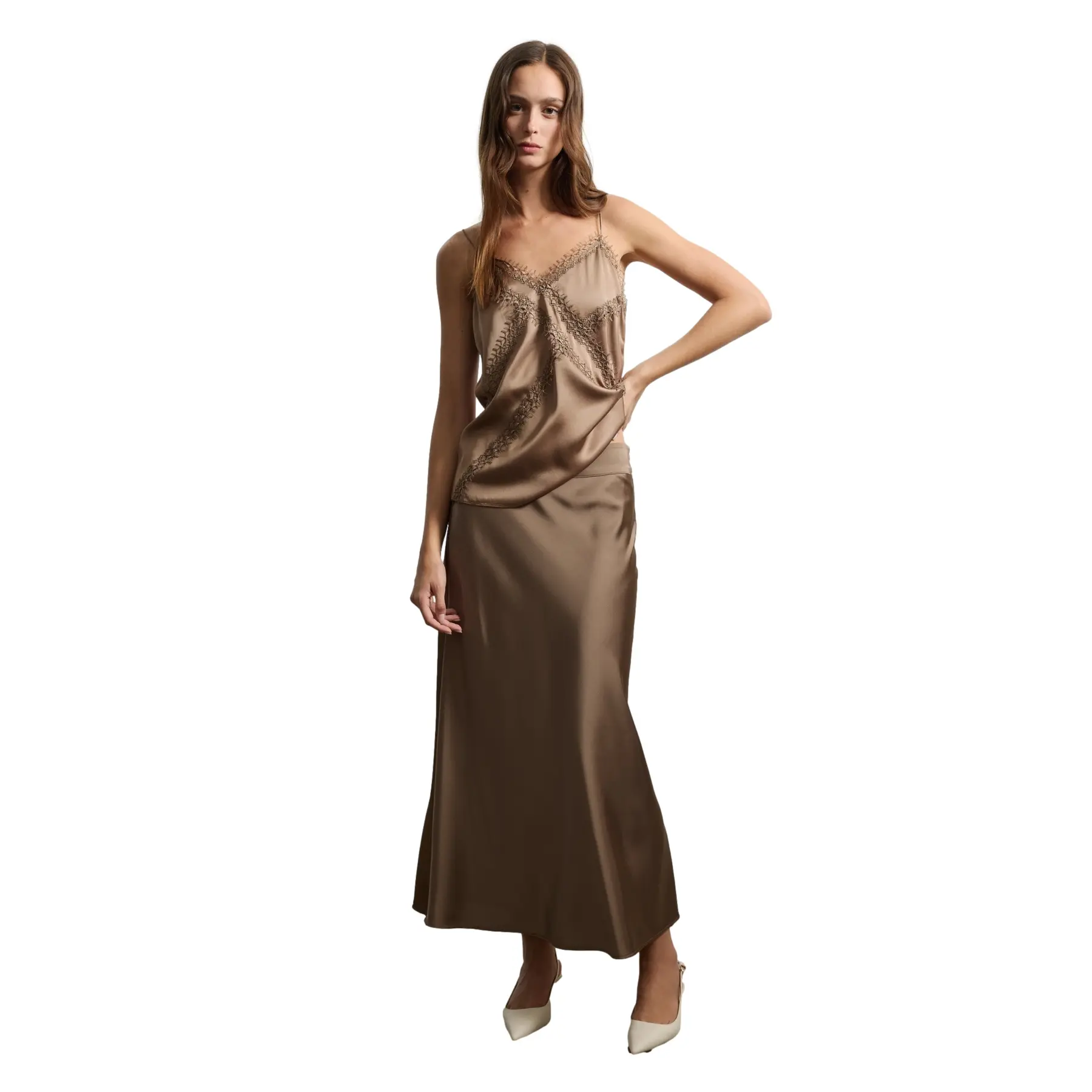 Stefanel Women's Gris Viscose Blend Skirt