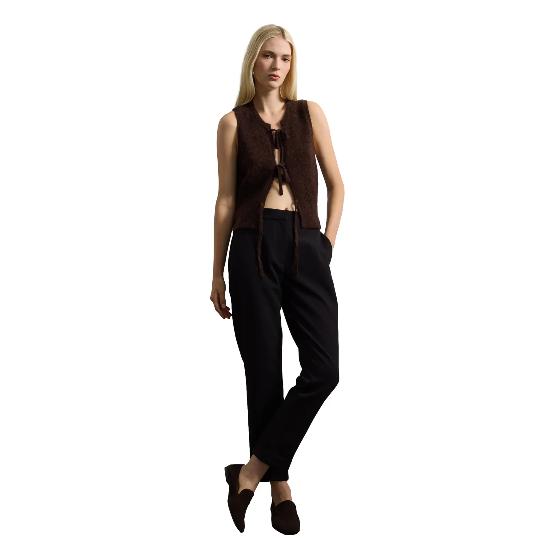 Vouwbare Stretch Stoffen Broek Klassieke Pasvorm Dames Stefanel