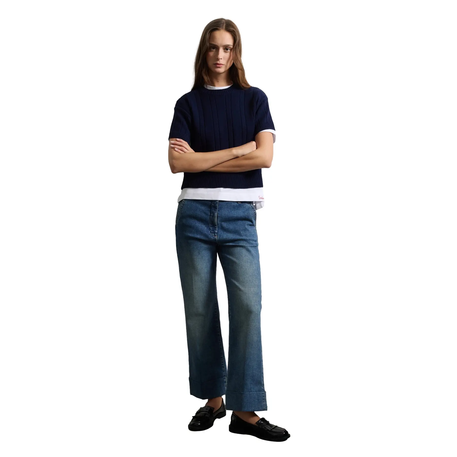 Stefanel Women's Bleu Wide Leg Jeans
