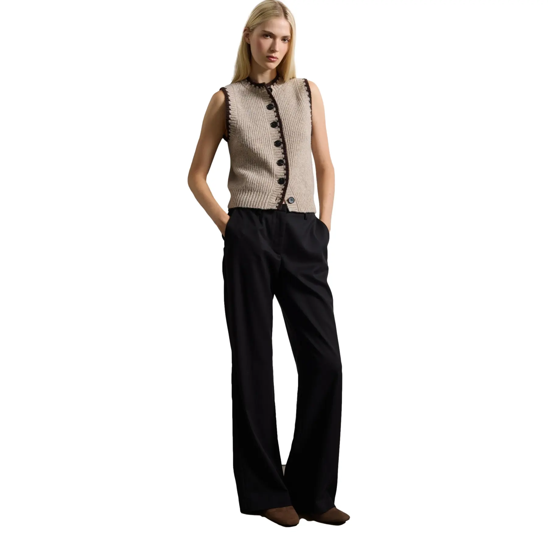 Stefanel Women's Noir Stretch Fabric Trousers