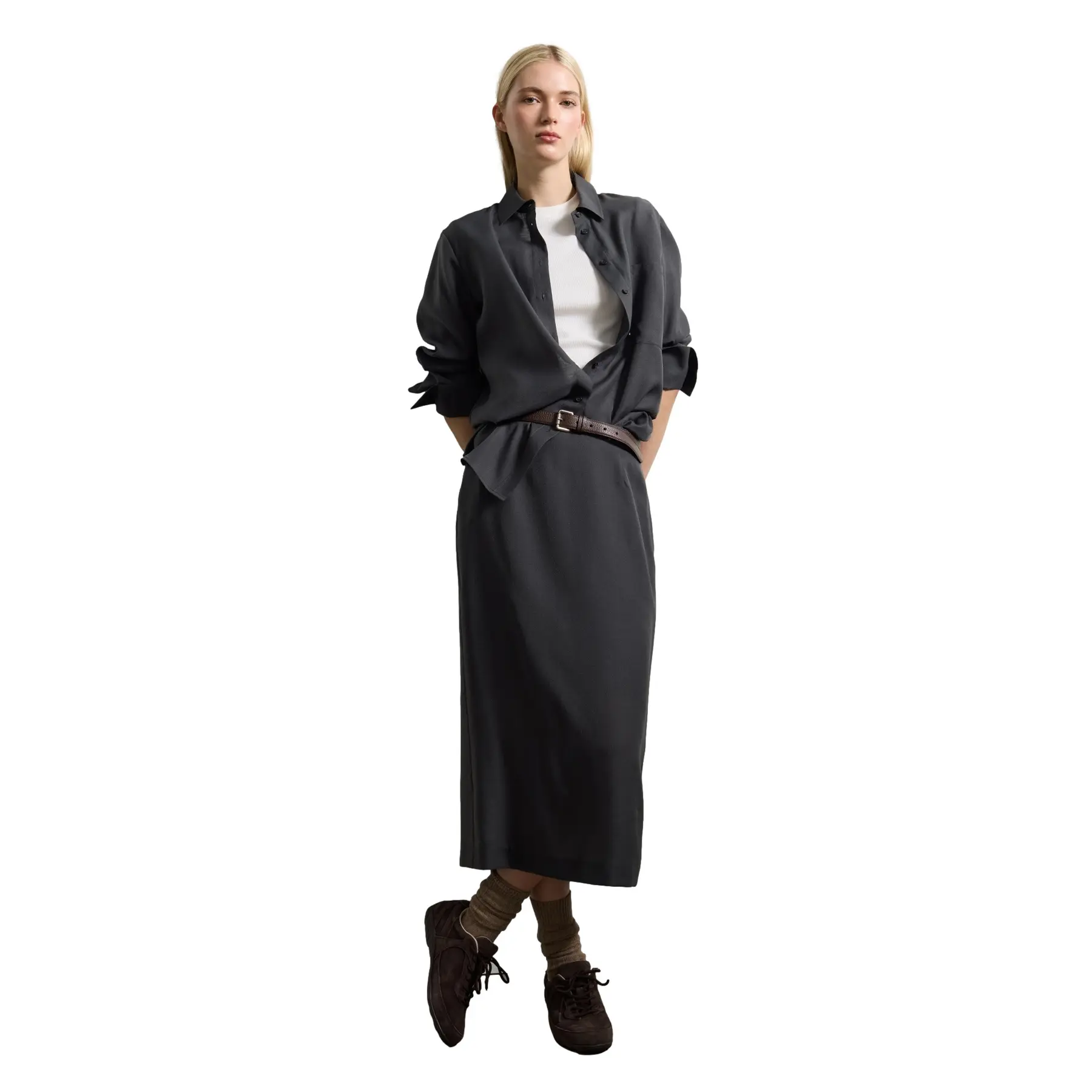 Gonna lunga in lana elasticizzata donna