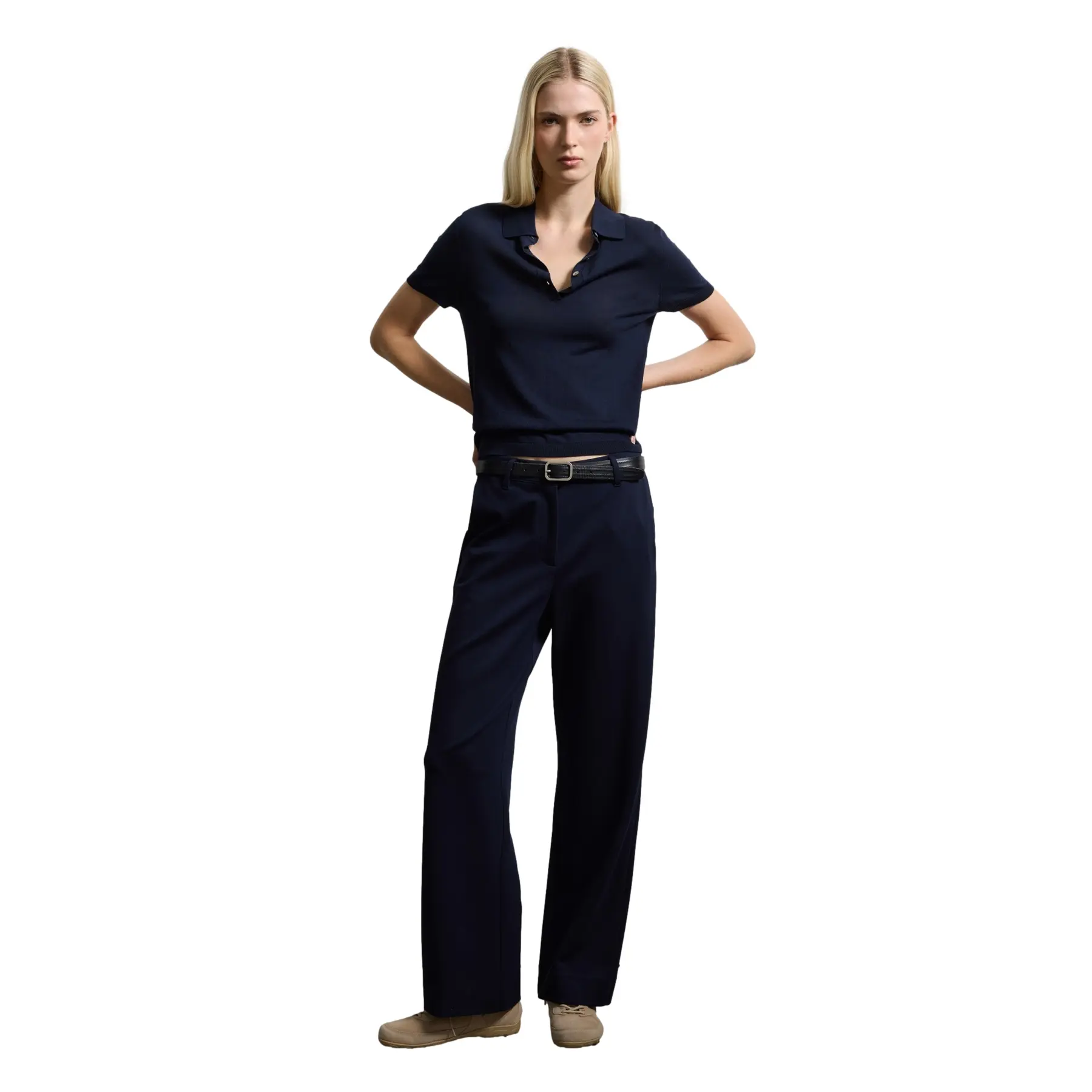 Stefanel Women's Bleu Trousers Regular Fit