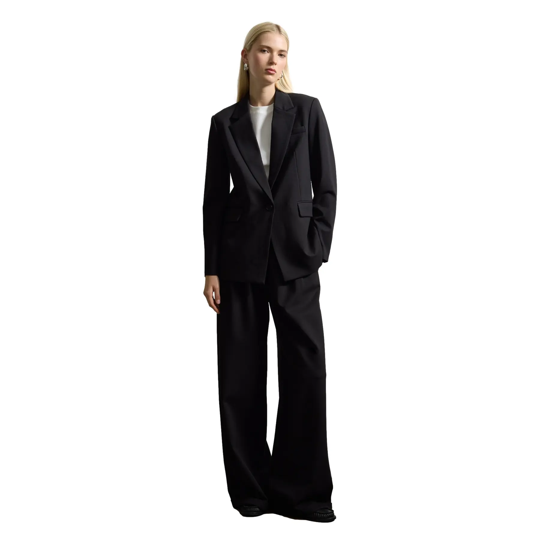 Stefanel Women's Noir Palazzo Trousers For