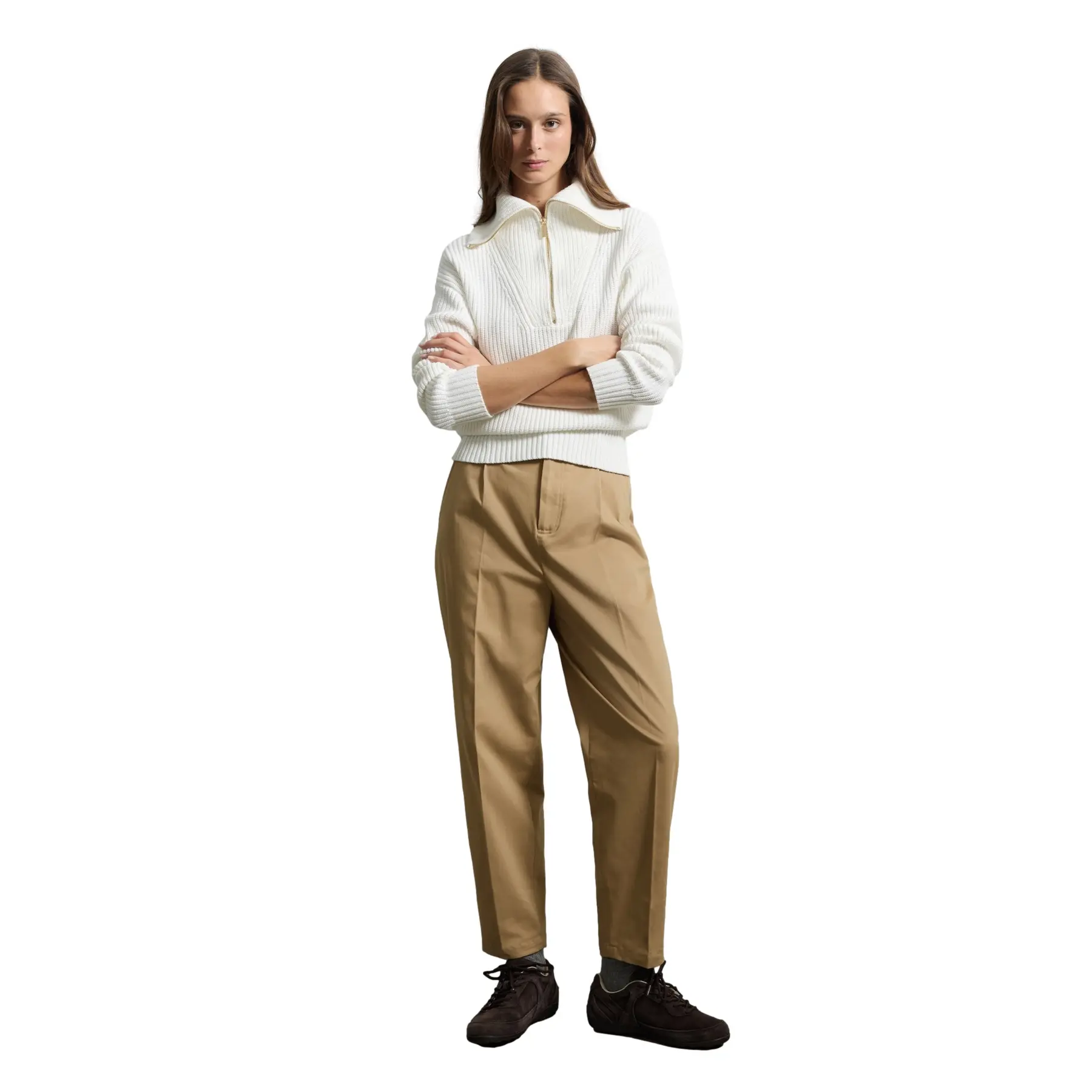 Klassieke pasvorm katoenmix broek voor vrouwen Stefanel