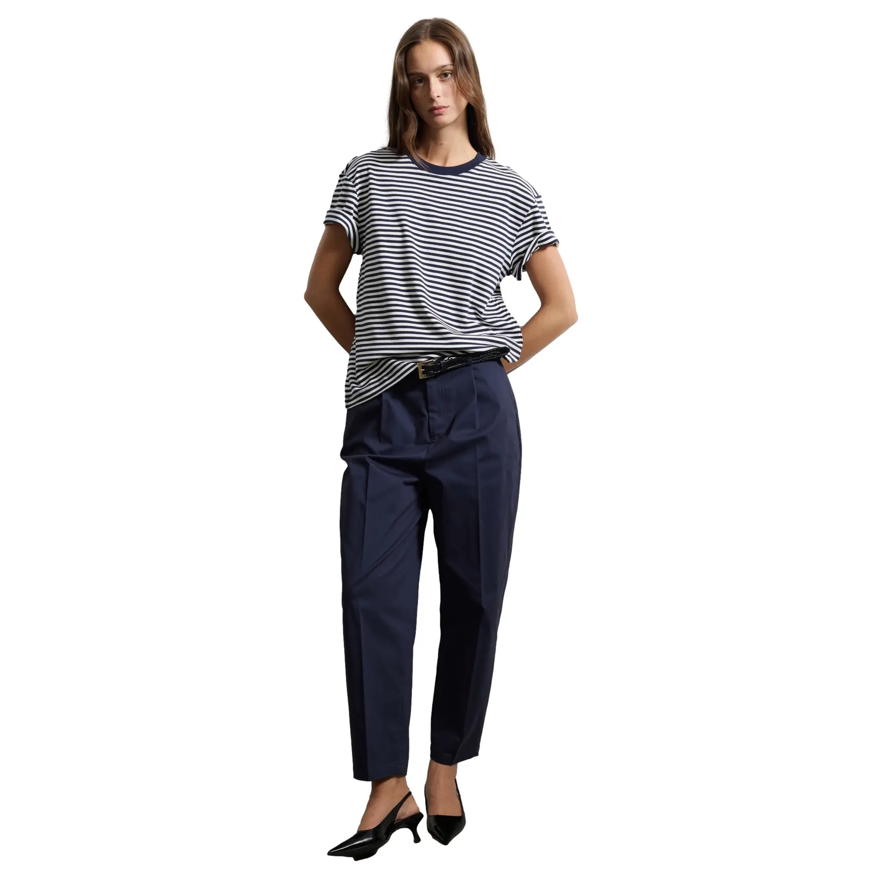 Klassieke pasvorm katoenmix broek voor vrouwen Stefanel