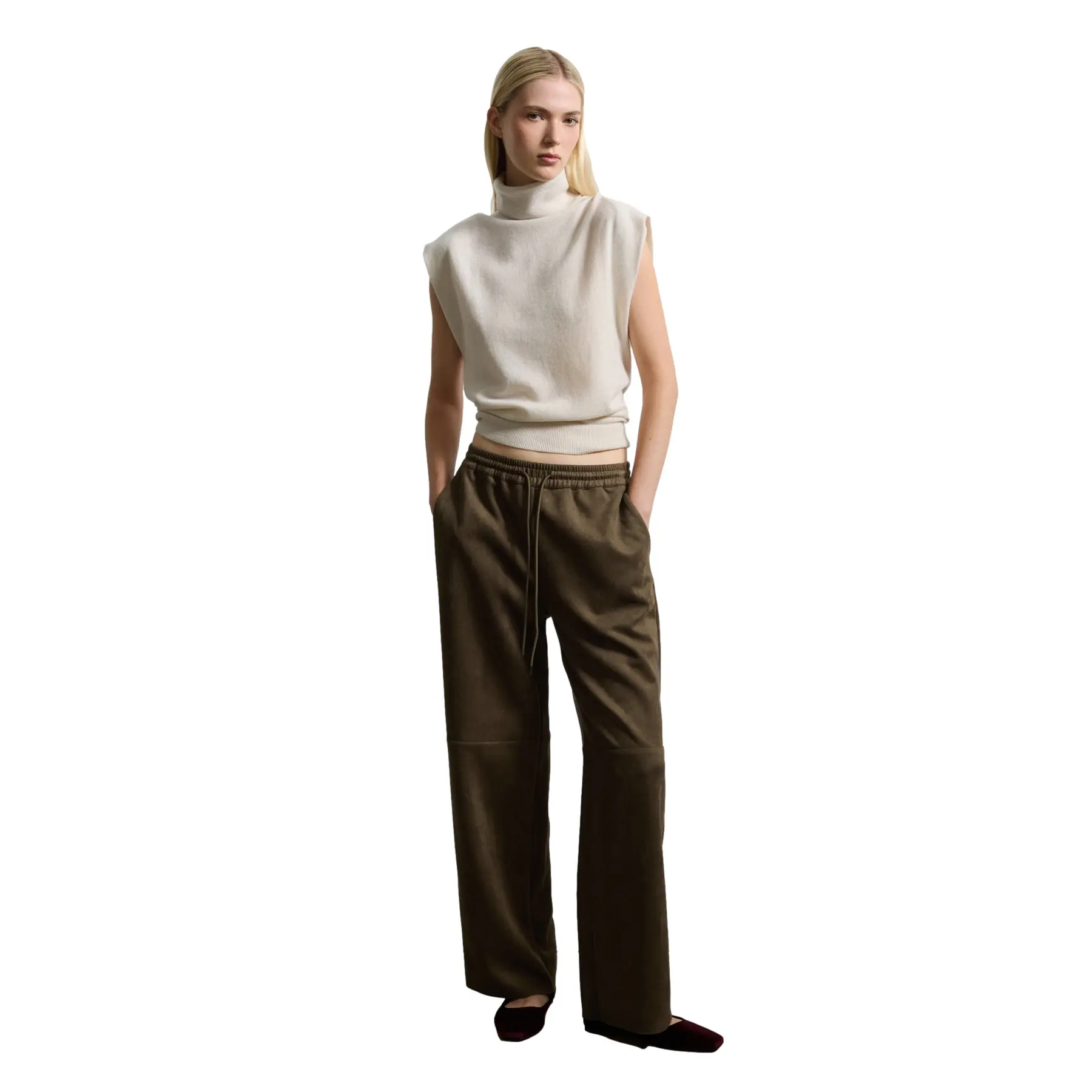 Stefanel Women's Marron Trousers Regular Fit