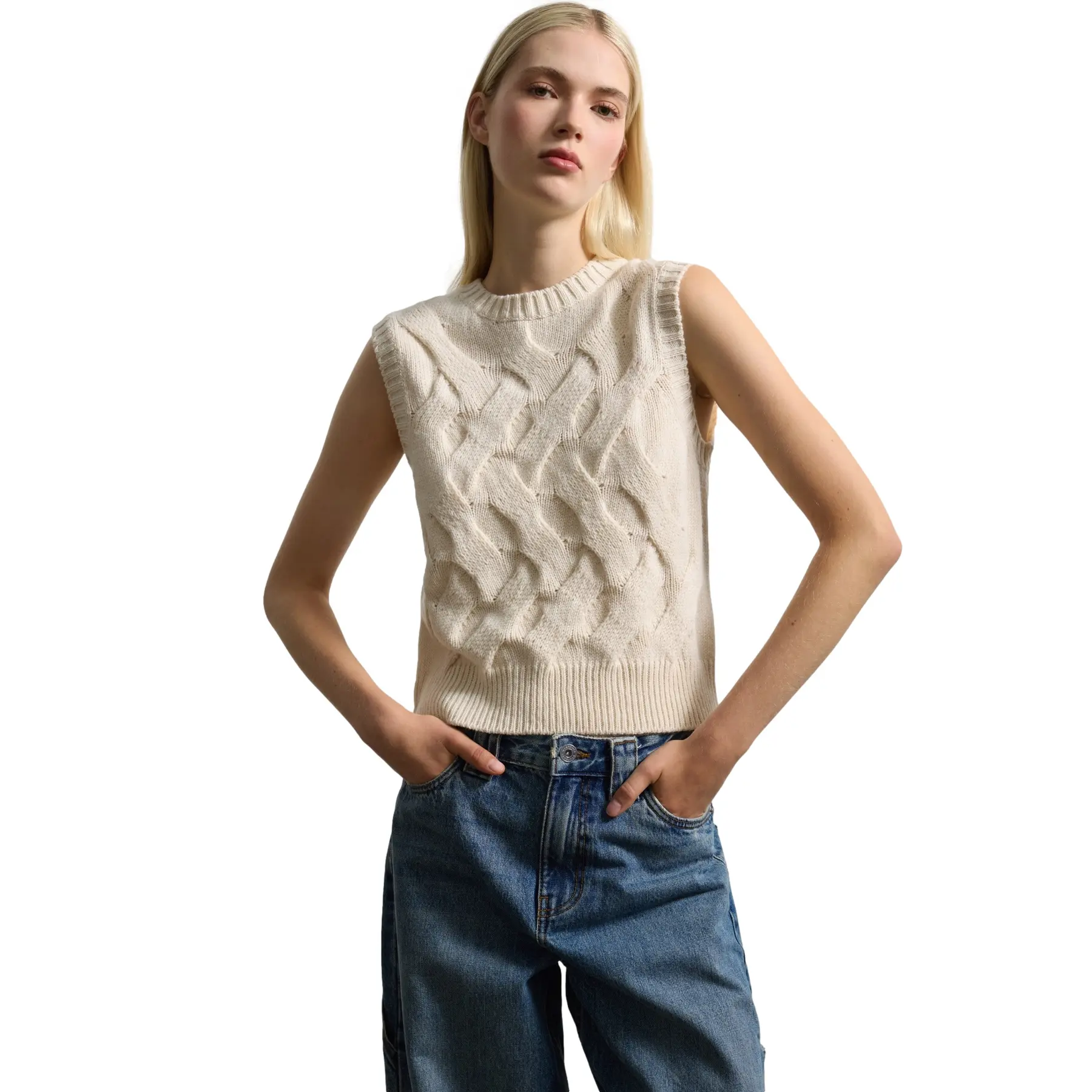 Stefanel Women's Blanc Wool Blend Jumper
