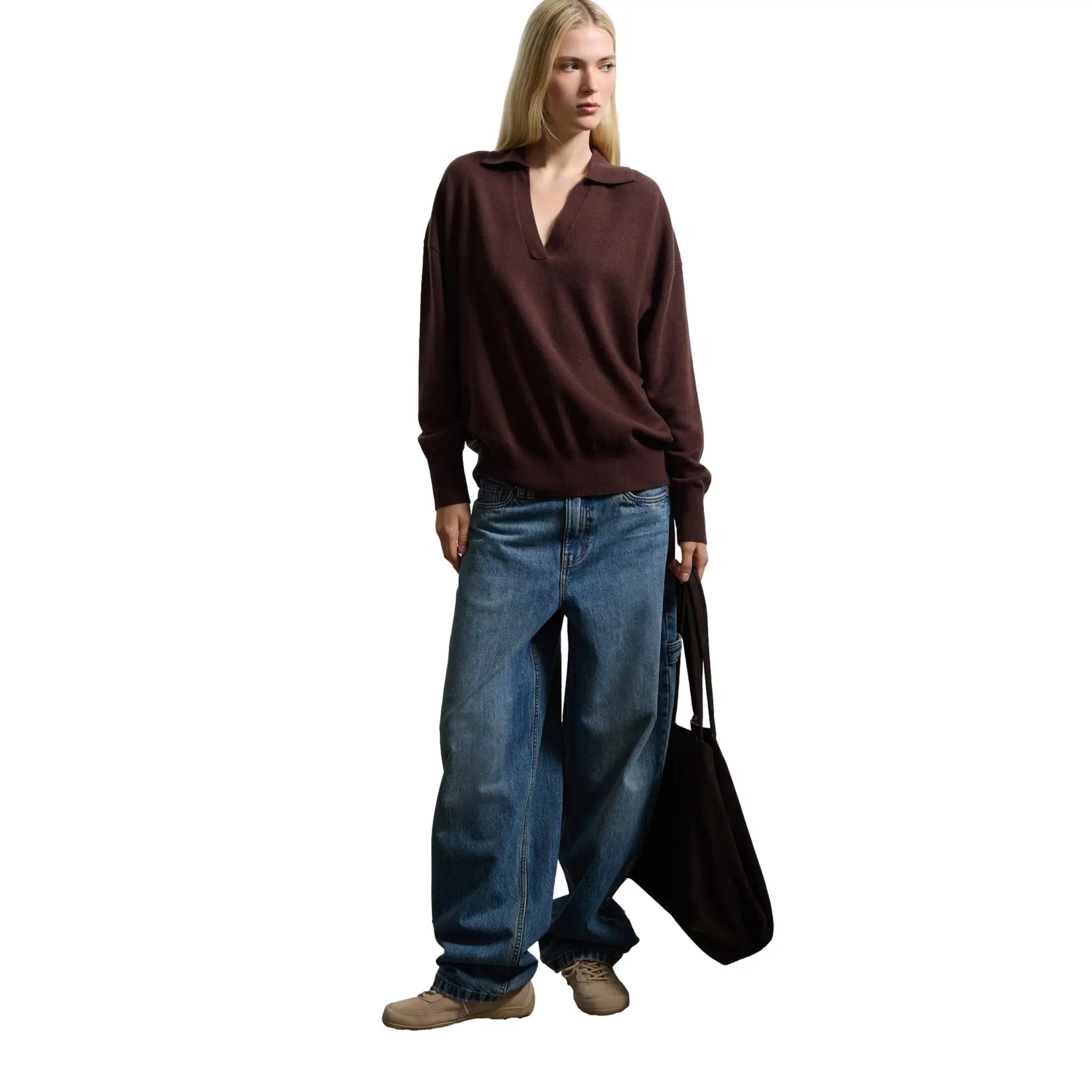 Stefanel Women's Marron Wool Jumper For Regular Fit