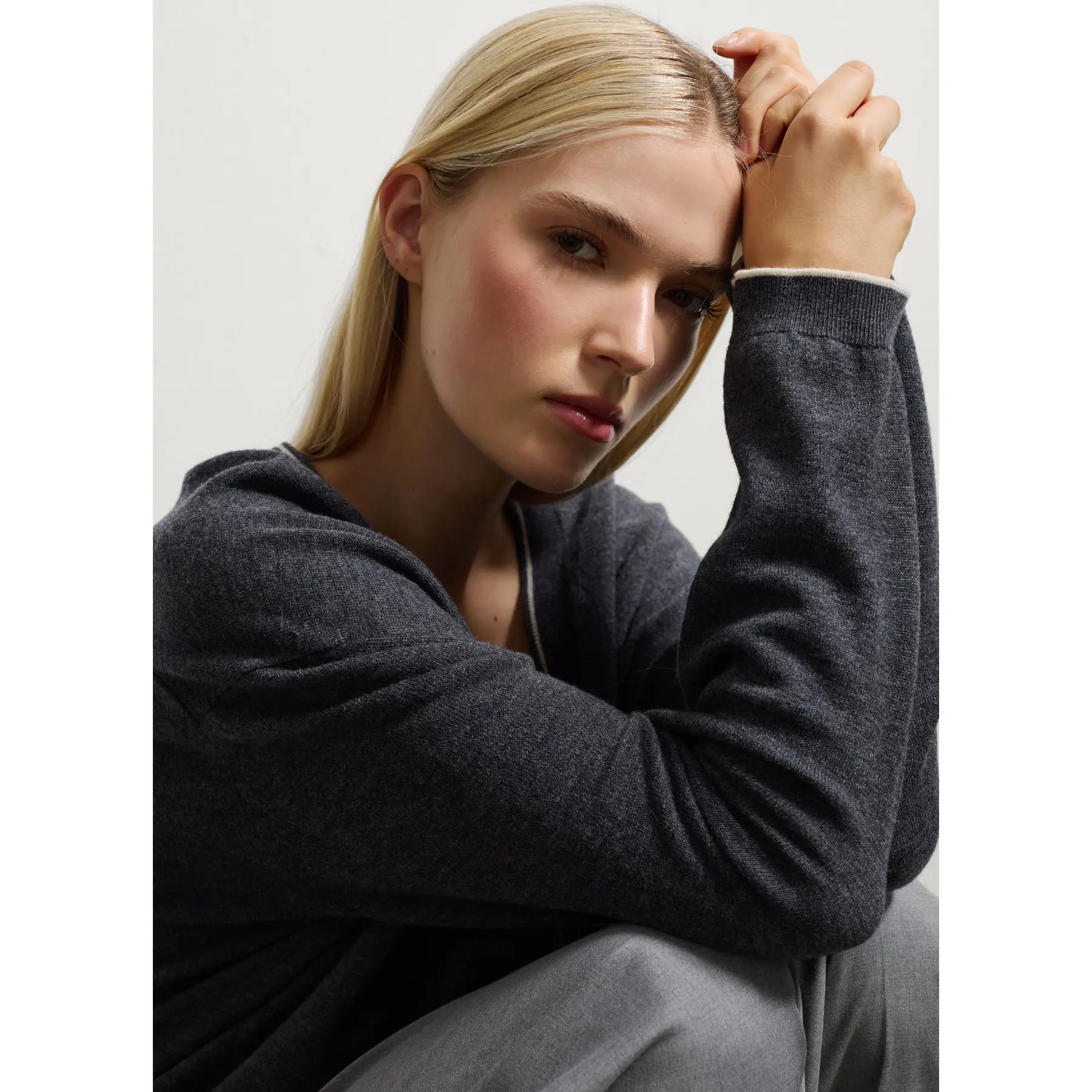 Stefanel Women's Gris Oversized Wool Jumper For