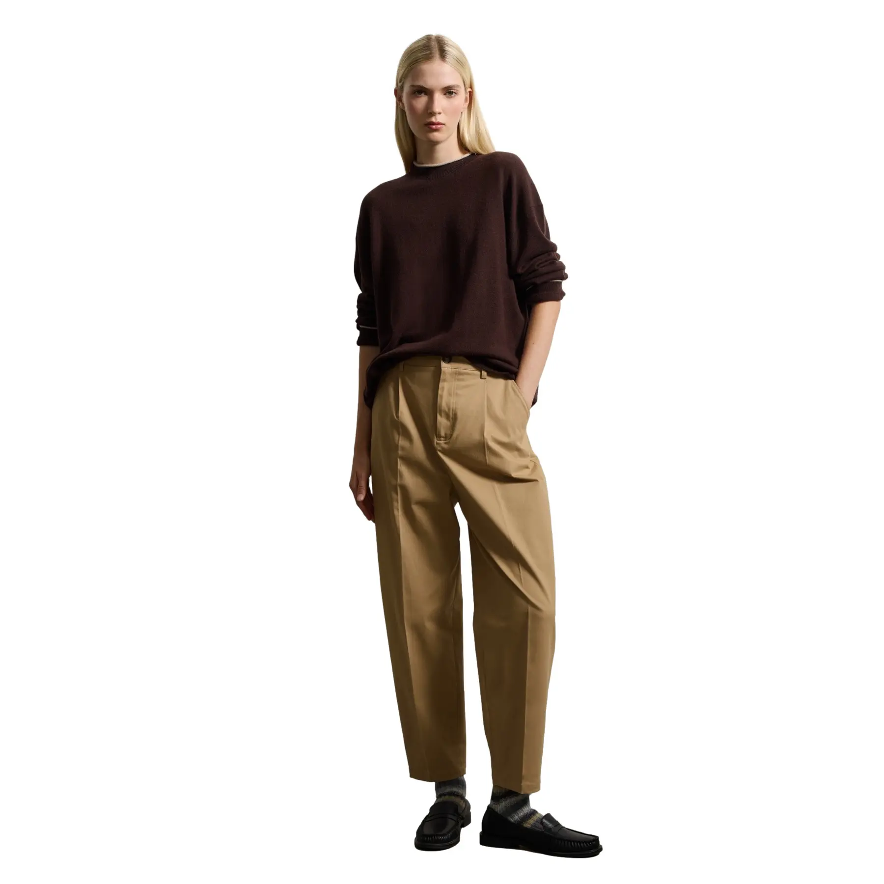 Stefanel Women's Marron Oversized Wool Jumper For