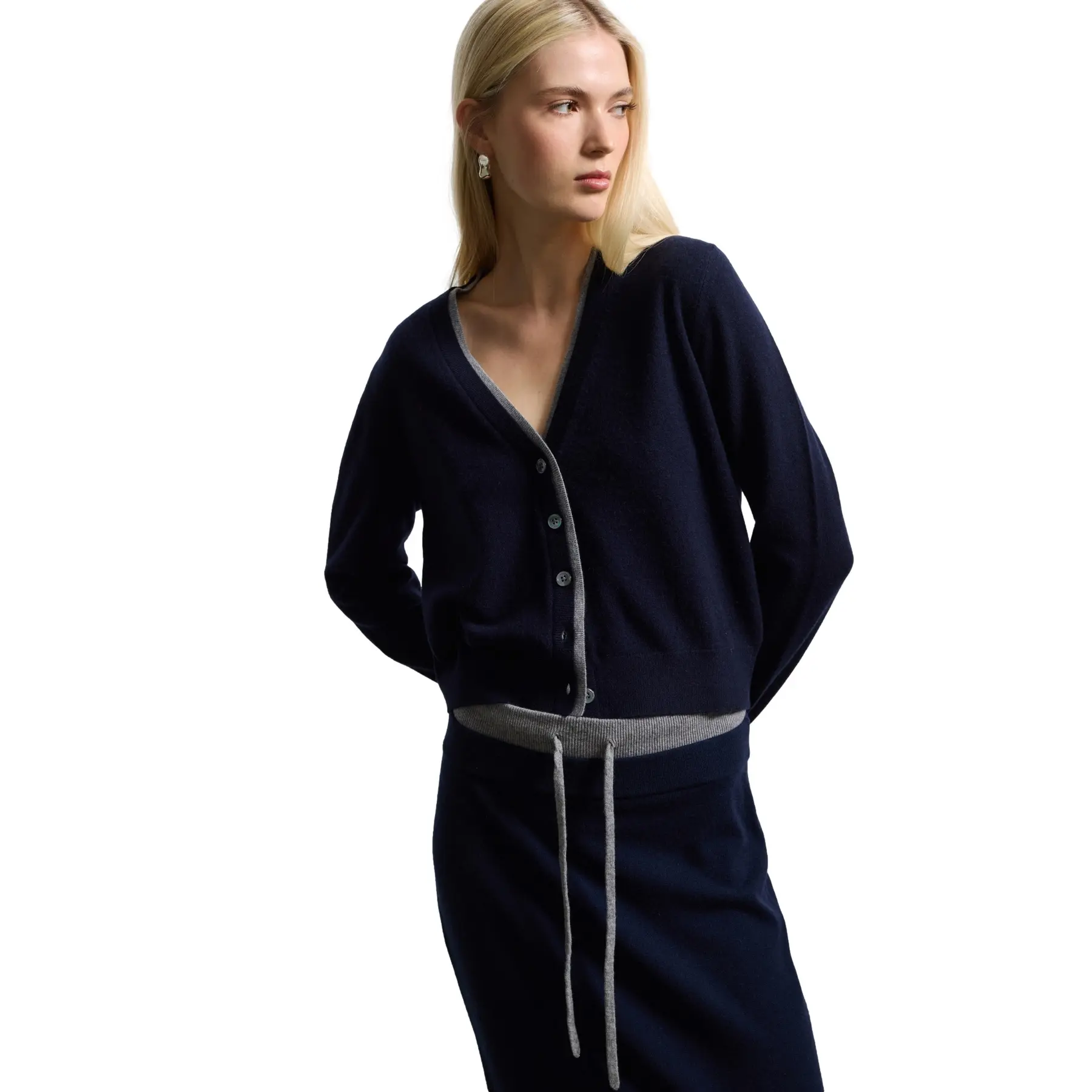 Stefanel Women's Bleu Wool And Cashmere Cardigan