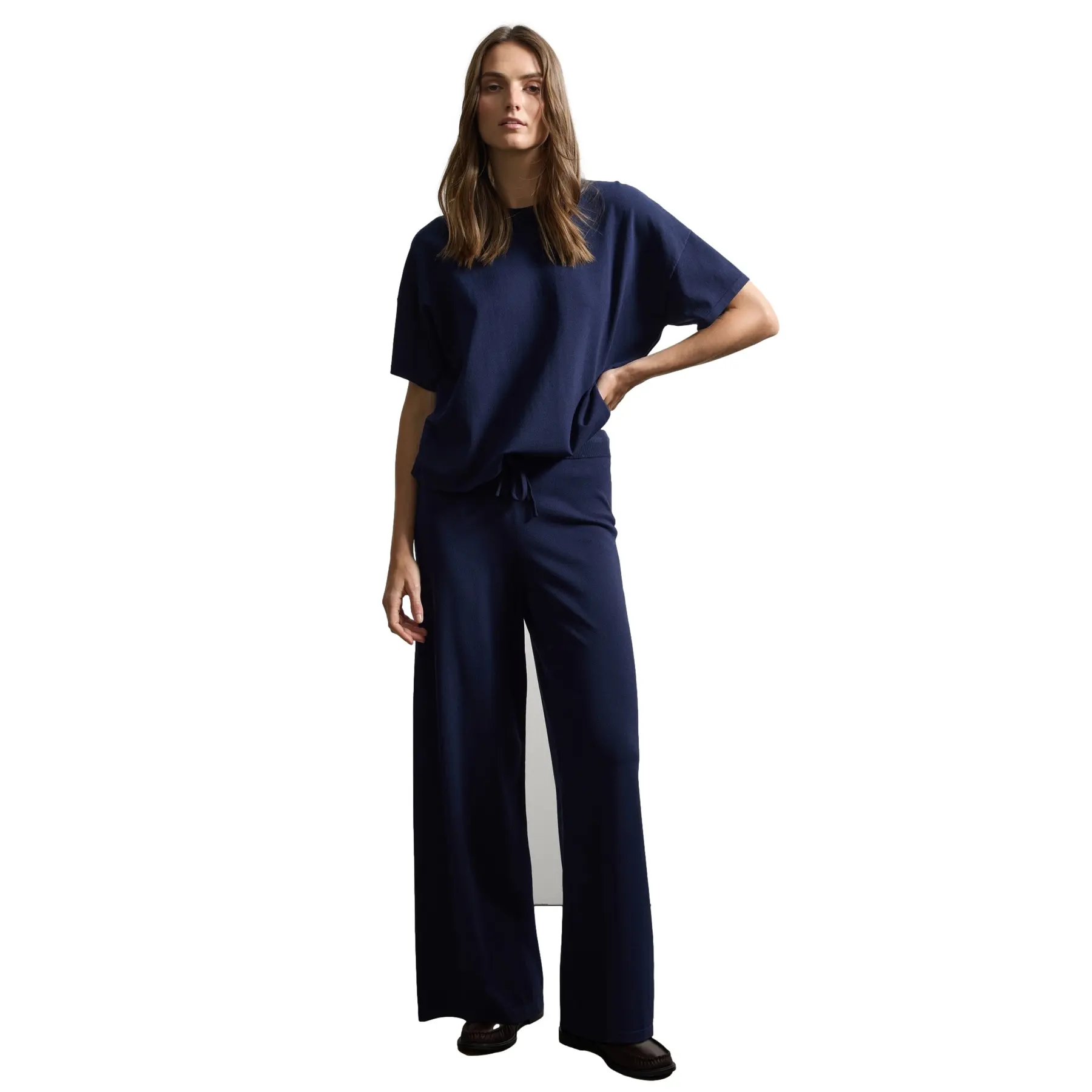 Stefanel Women's Bleu Wide-Leg Trousers For