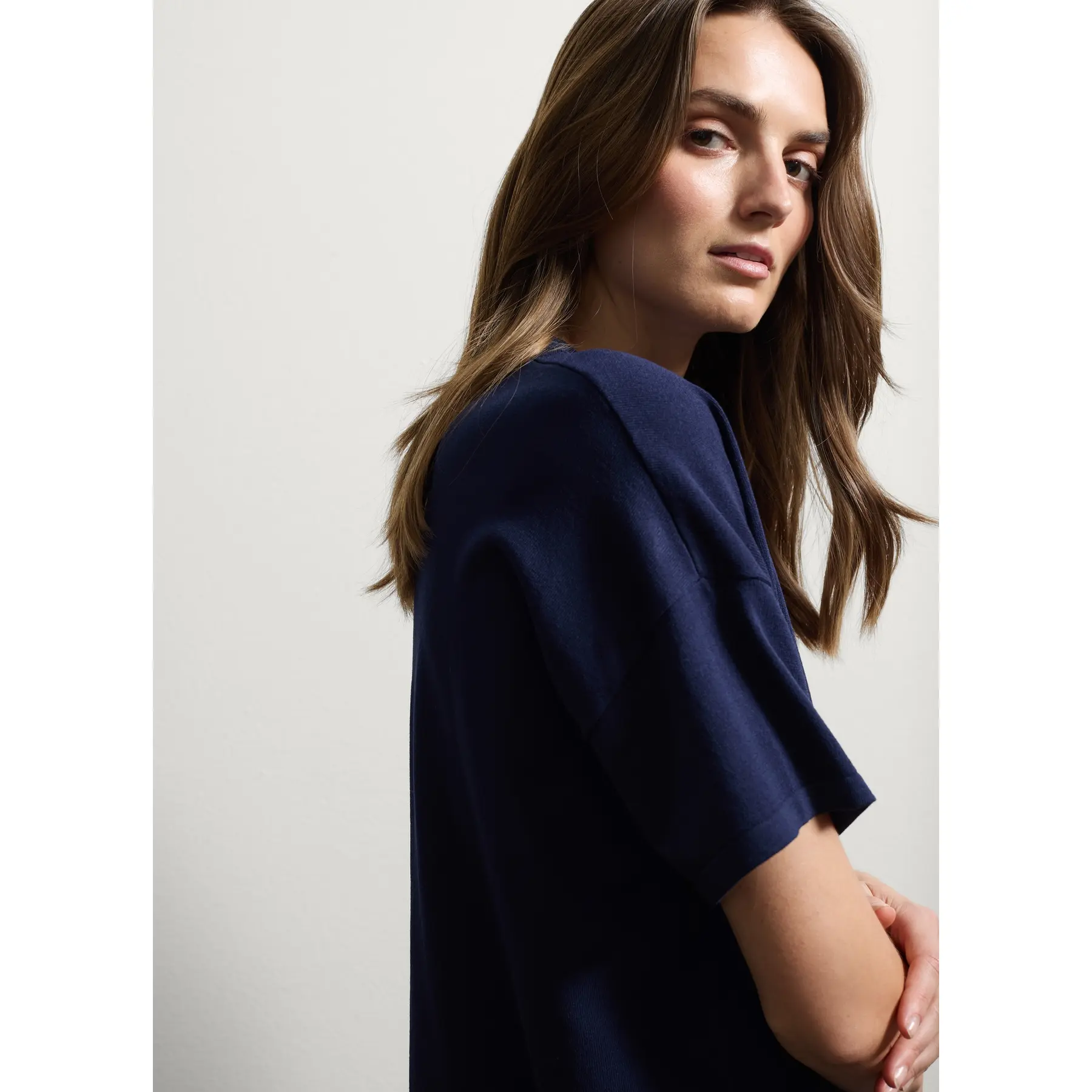 Stefanel Women's Bleu Oversized T-Shirt