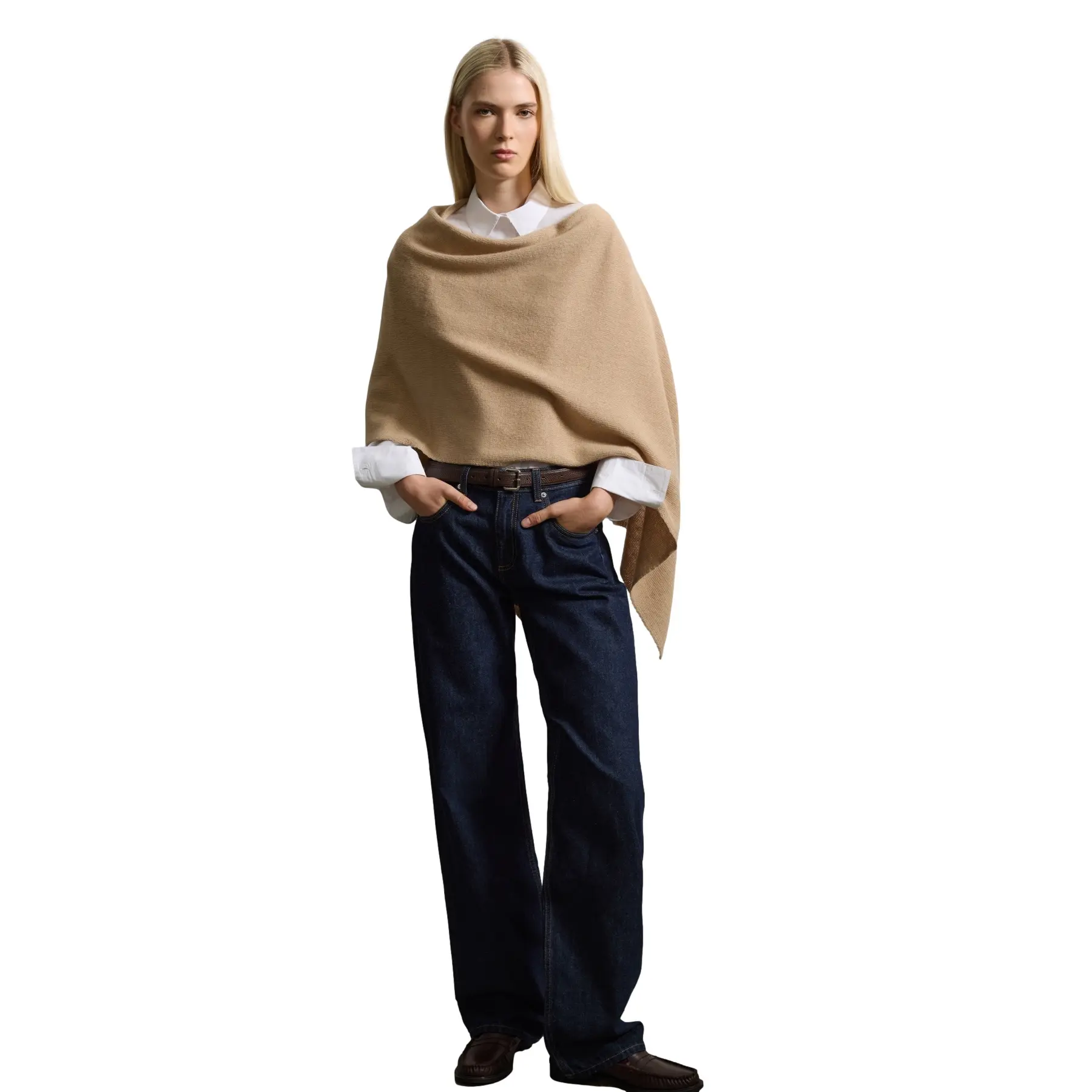 Dames wollen melange poncho Stefanel