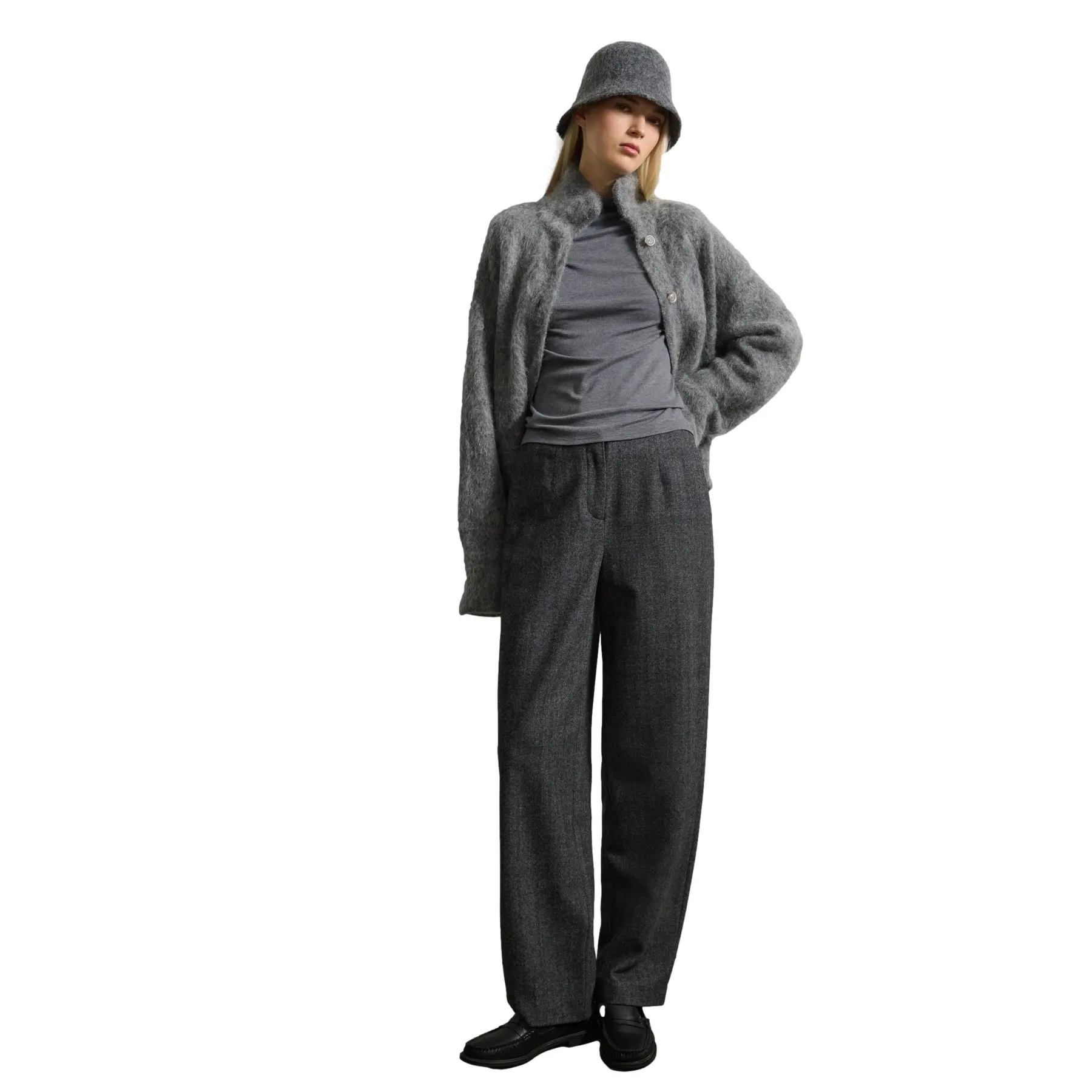 Rechtdoor broek met herringbone effect dames Stefanel