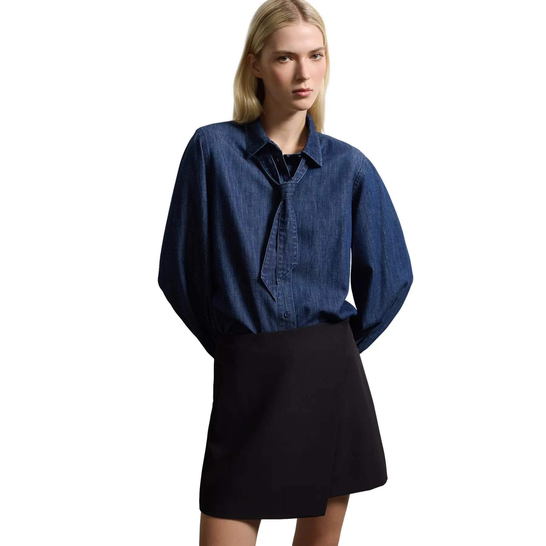 Dames lange mouw katoenmix blouse Stefanel Regular Fit