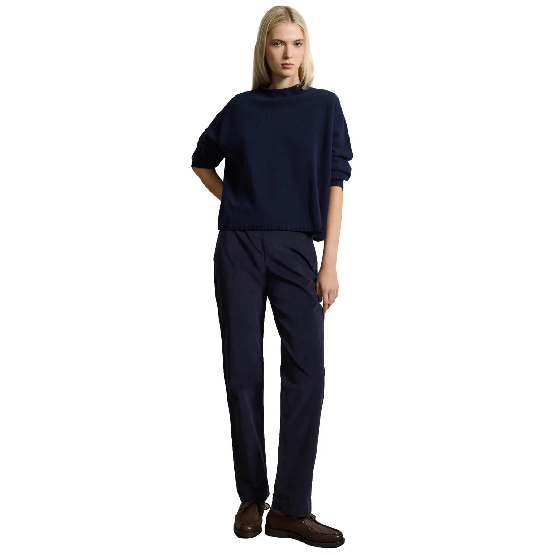 Schwarze Damen-Bootcut-Hose aus Kordstoff Stefanel