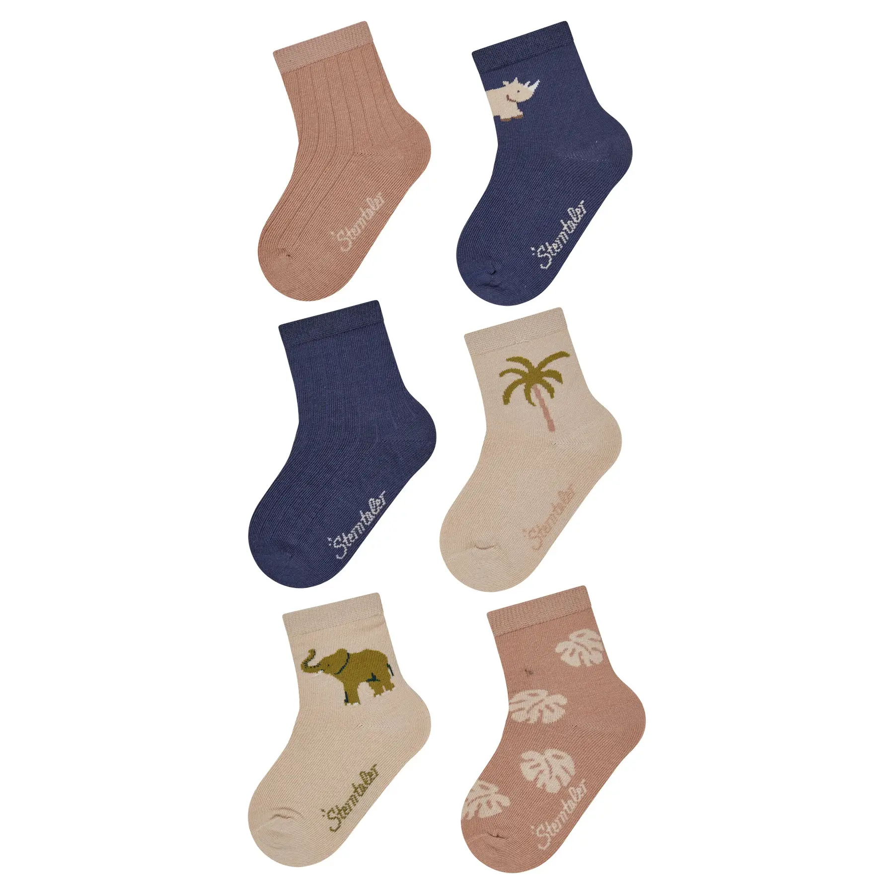 Socken mit Elefanten- und Blättermotiv für Kinder Sterntaler (x6)