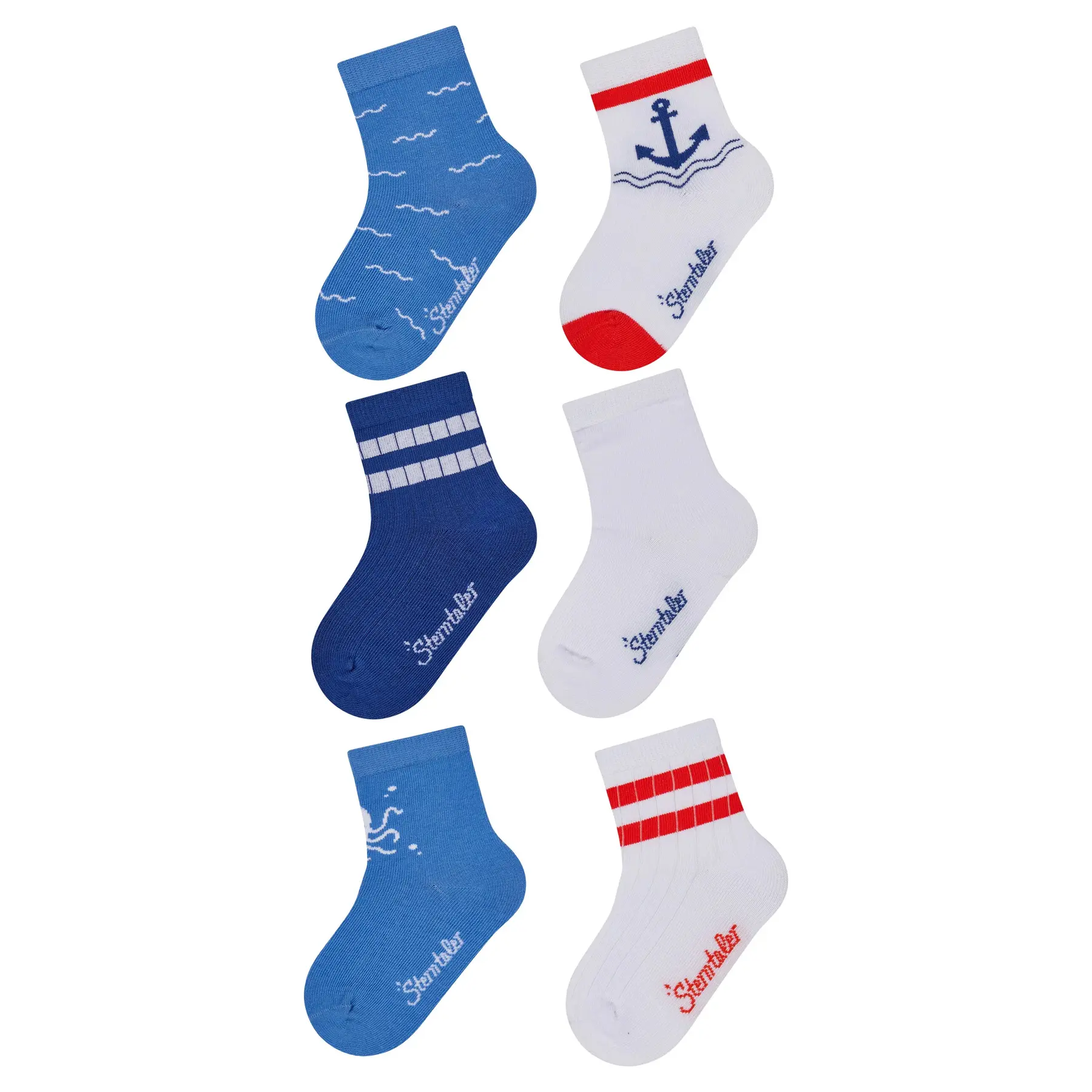 Kinder Socken mit Anker- und Wellenmuster Sterntaler (x6)