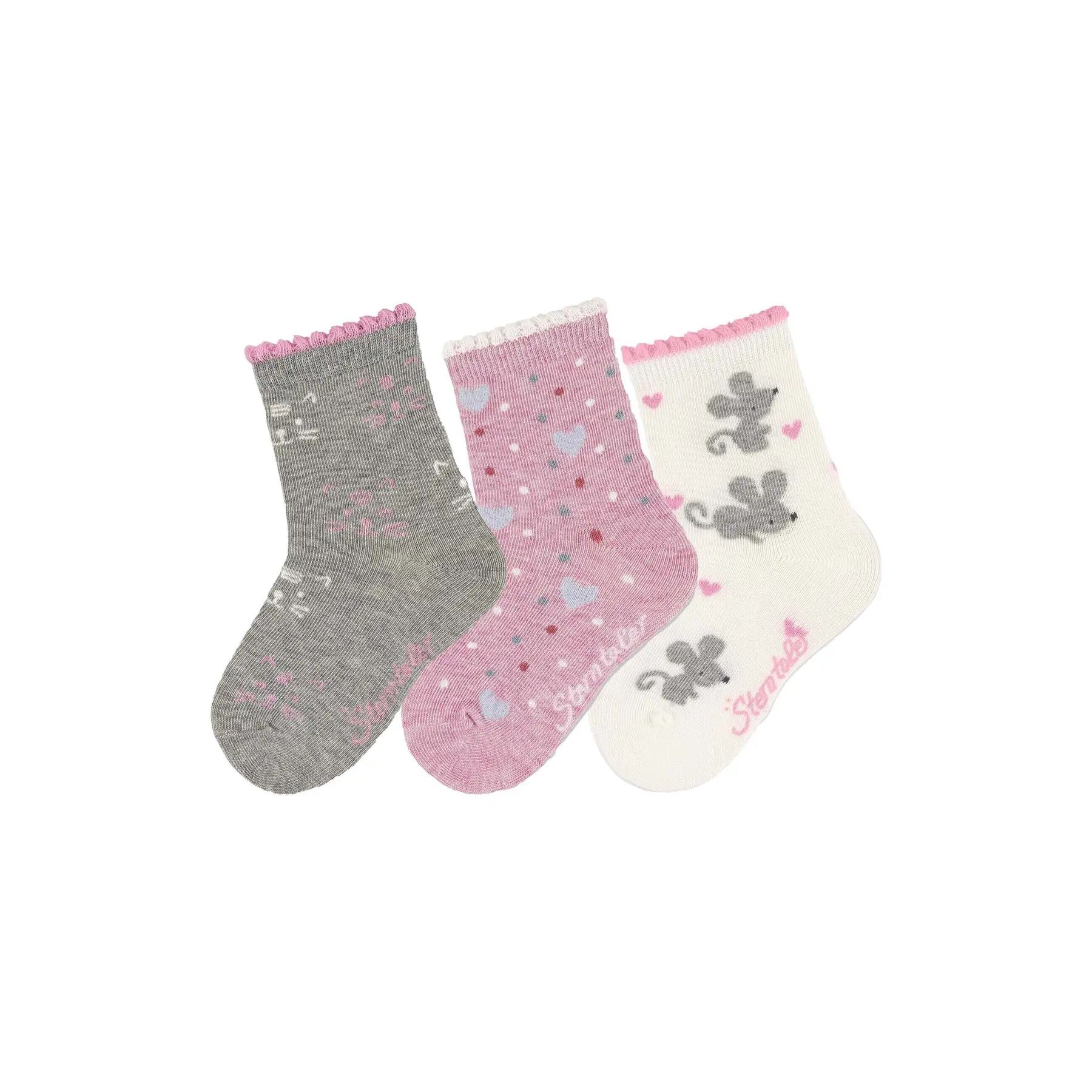Socken mit Katzen- und Mausmotiv für Mädchen Sterntaler (x3)
