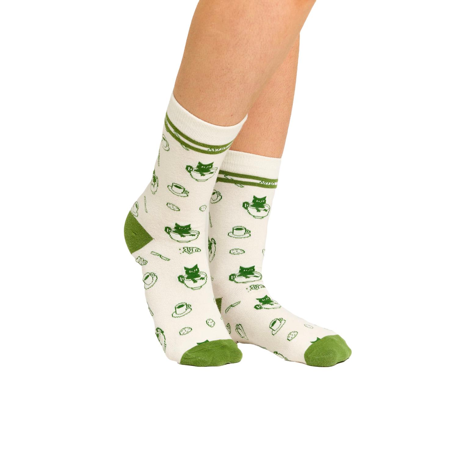 9503364872586 - Socken Breakfast Pattern Green
