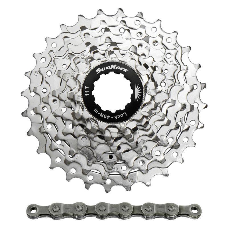Velo Store - UK Cassette with chain Sunrace R91 11-28 Route Shimano Nickel | Extra 10% off with Subscription, Postage £16.79 to UK Fedex.