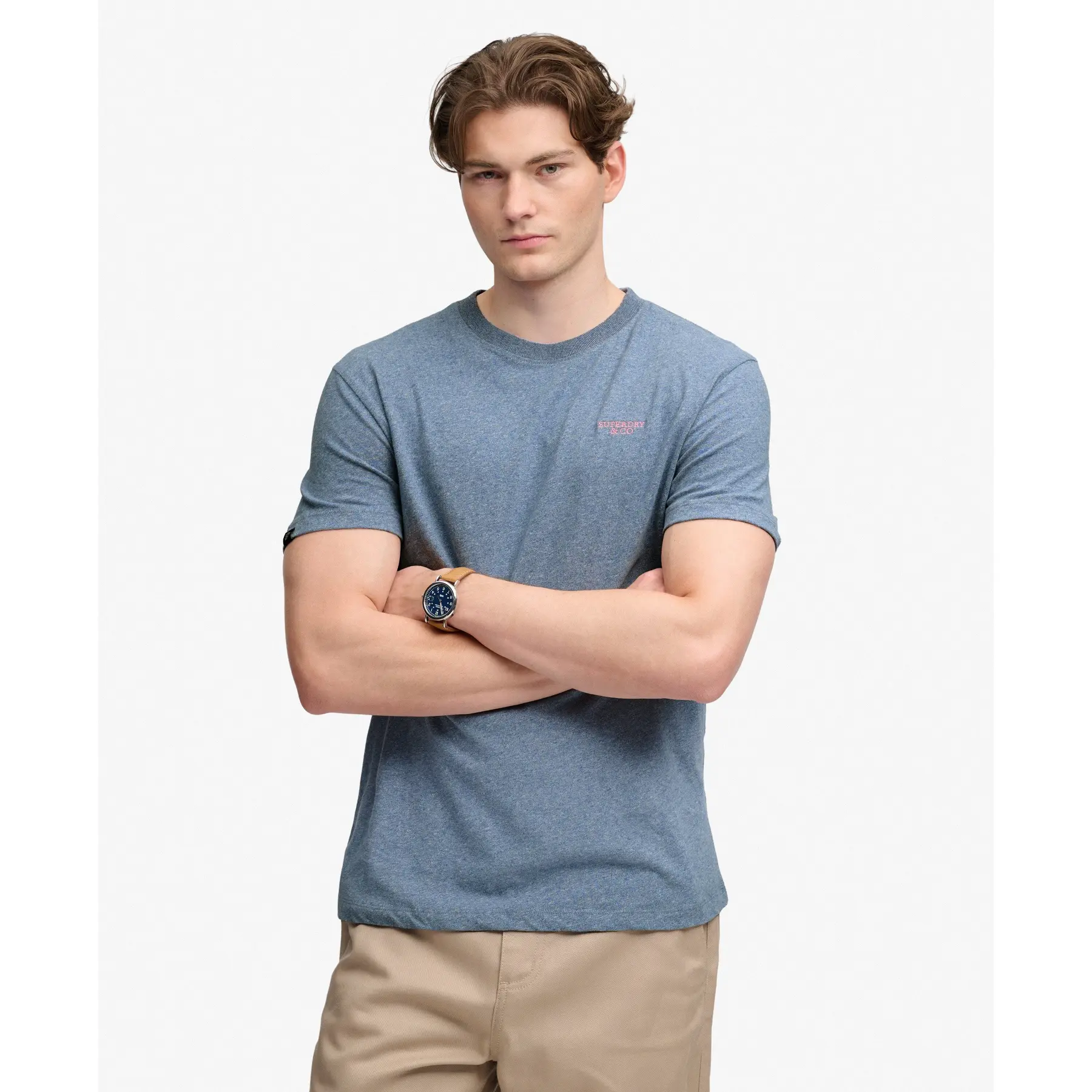 Superdry - Essential Gestapeld Logo Geborduurde T-shirt - Heren - T-shirts