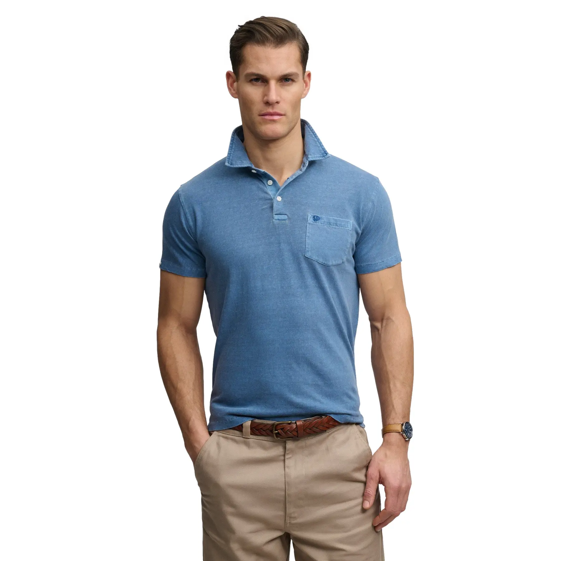 Polo in cotone e lino classico