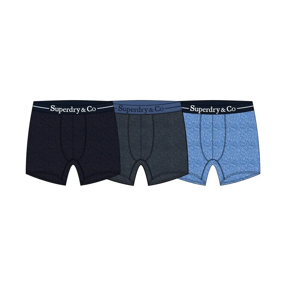 Superdry heren 3P long boxers basic blauw