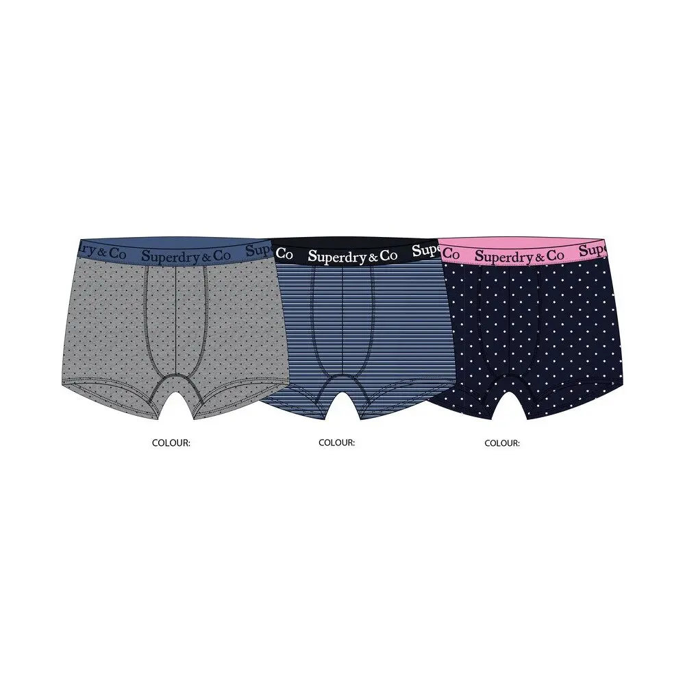 Superdry Bleu Boxer Shorts (X3)