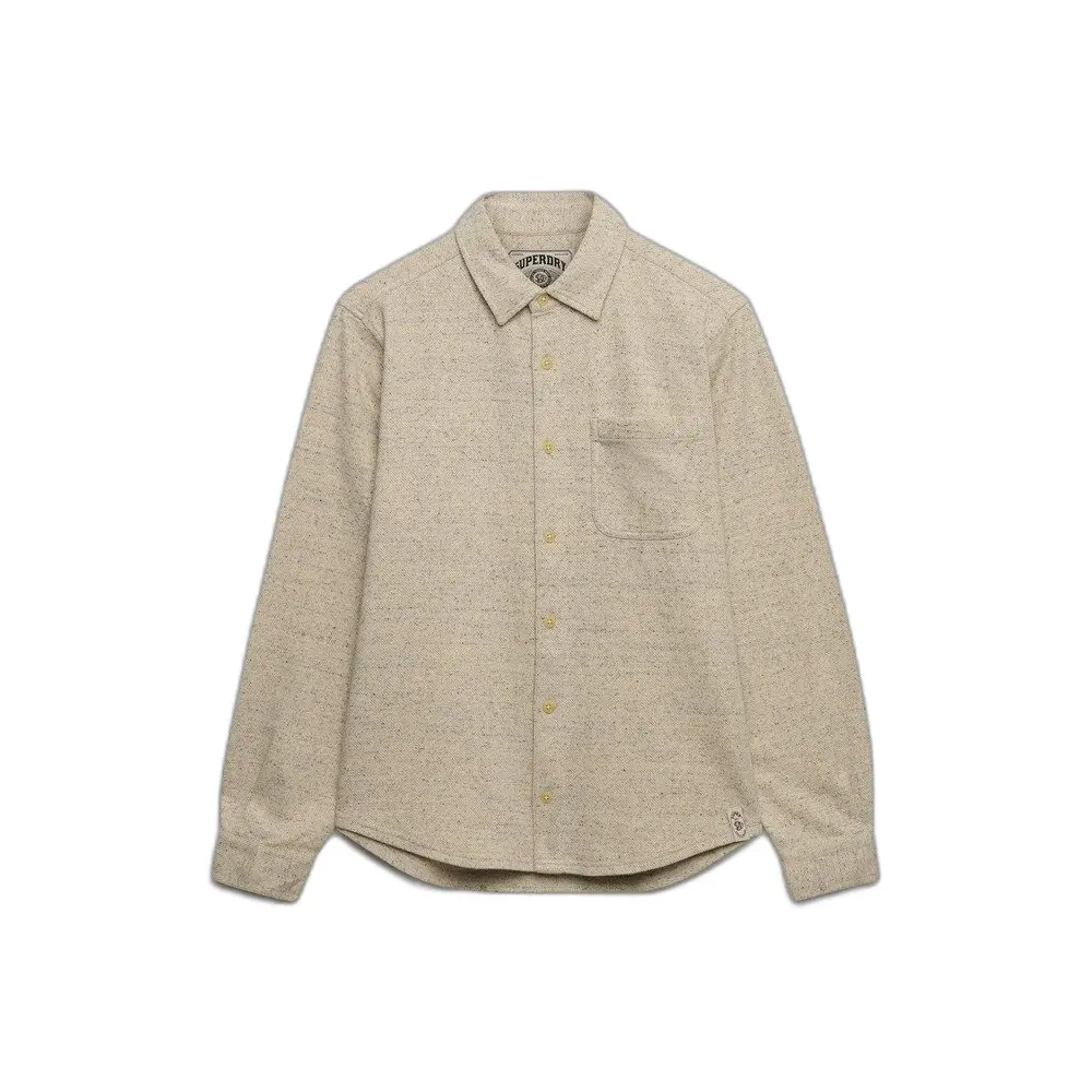 Superdry Overhemd Twill Tweed Jersey Shirt M4011187a 7oz Ecru Tweed Mannen Maat - M